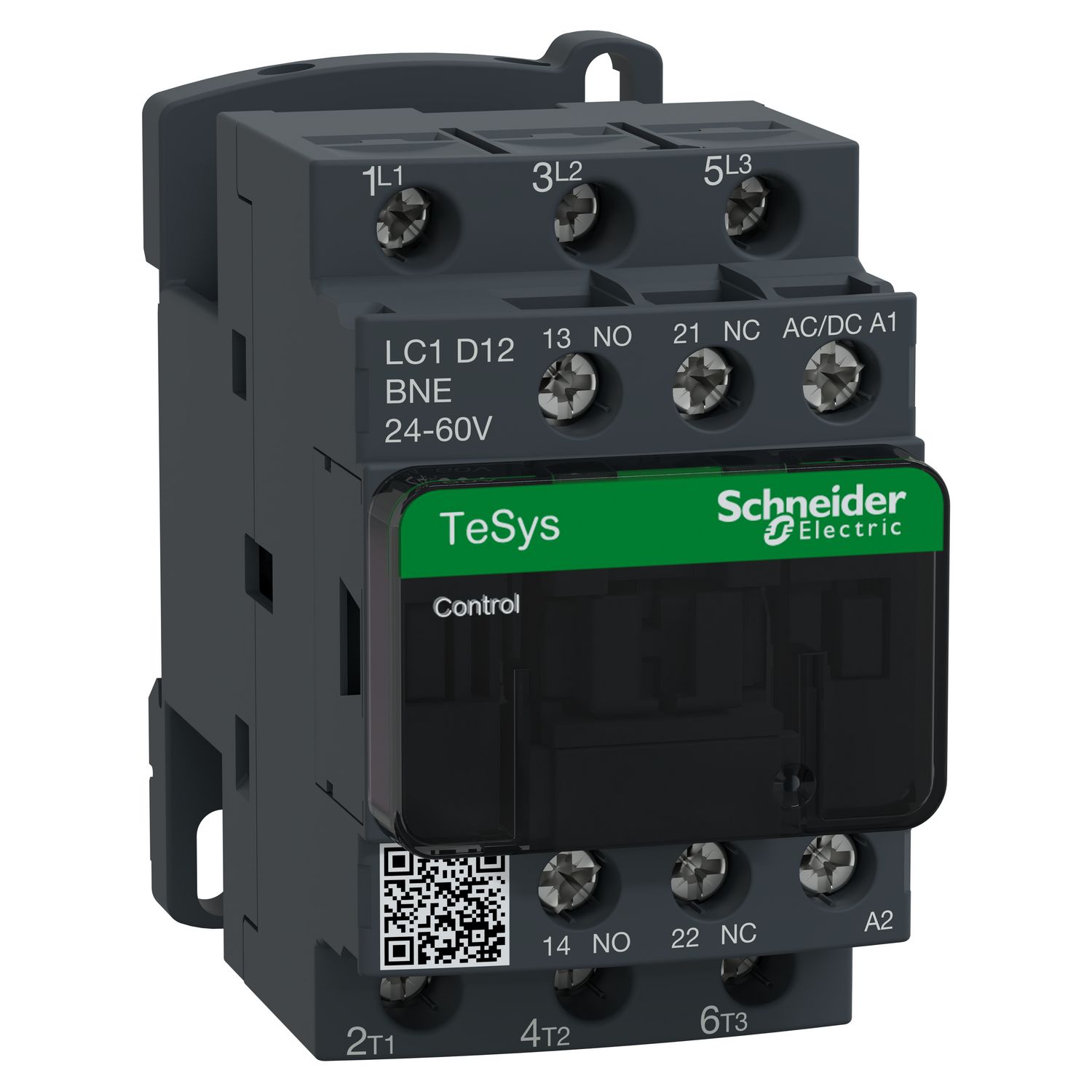 Picture of Contactor, TeSys D, TeSys Deca, 3P(3 NO), AC-3/AC-3e, 0 to 440V, 12A, 24-60VAC/DC coil