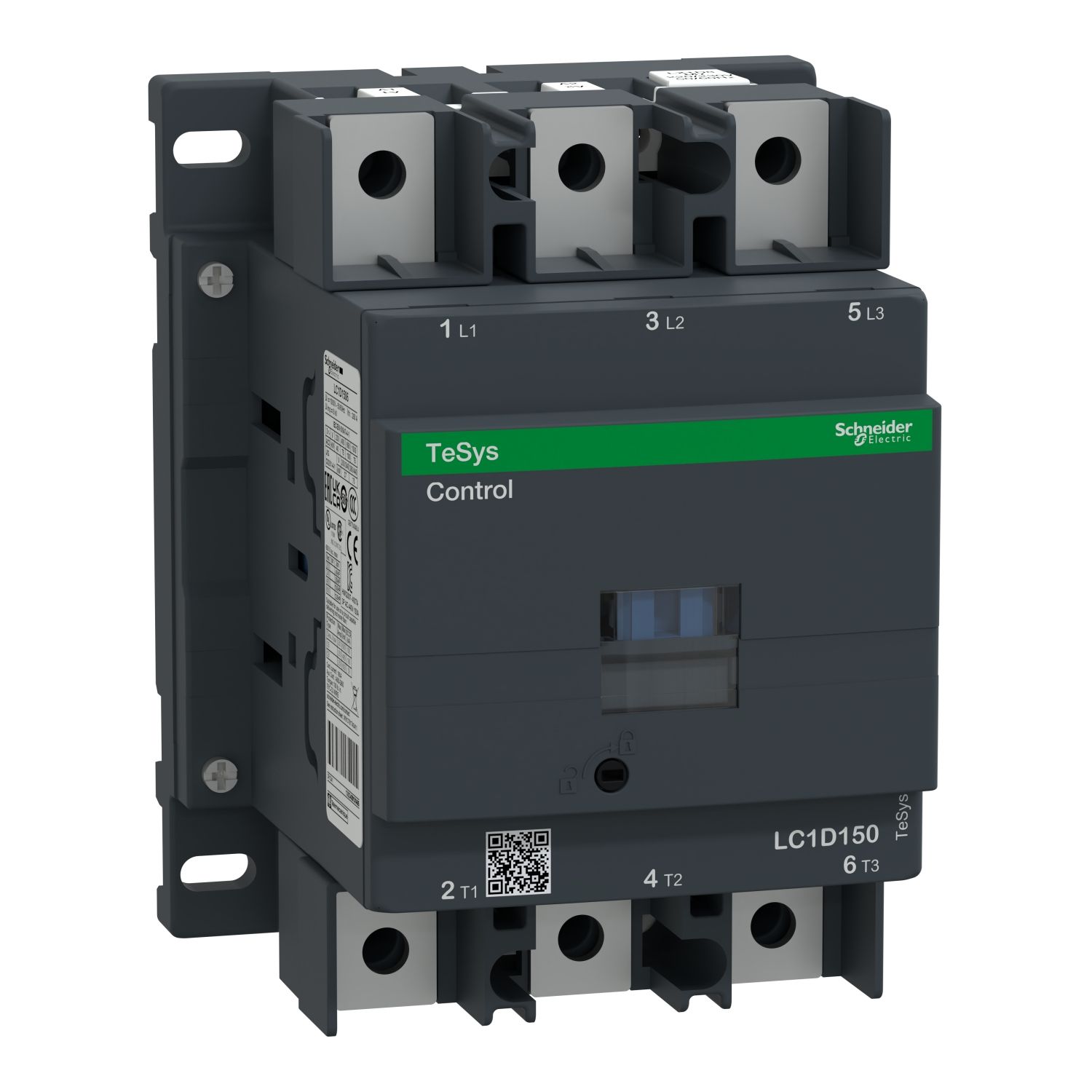 Picture of Contactor, TeSys D, TeSys Deca, 3P(3NO), AC-3/AC-3e, <=440V, 150A, 415V AC 50/60Hz coil, lugs/bars terminals
