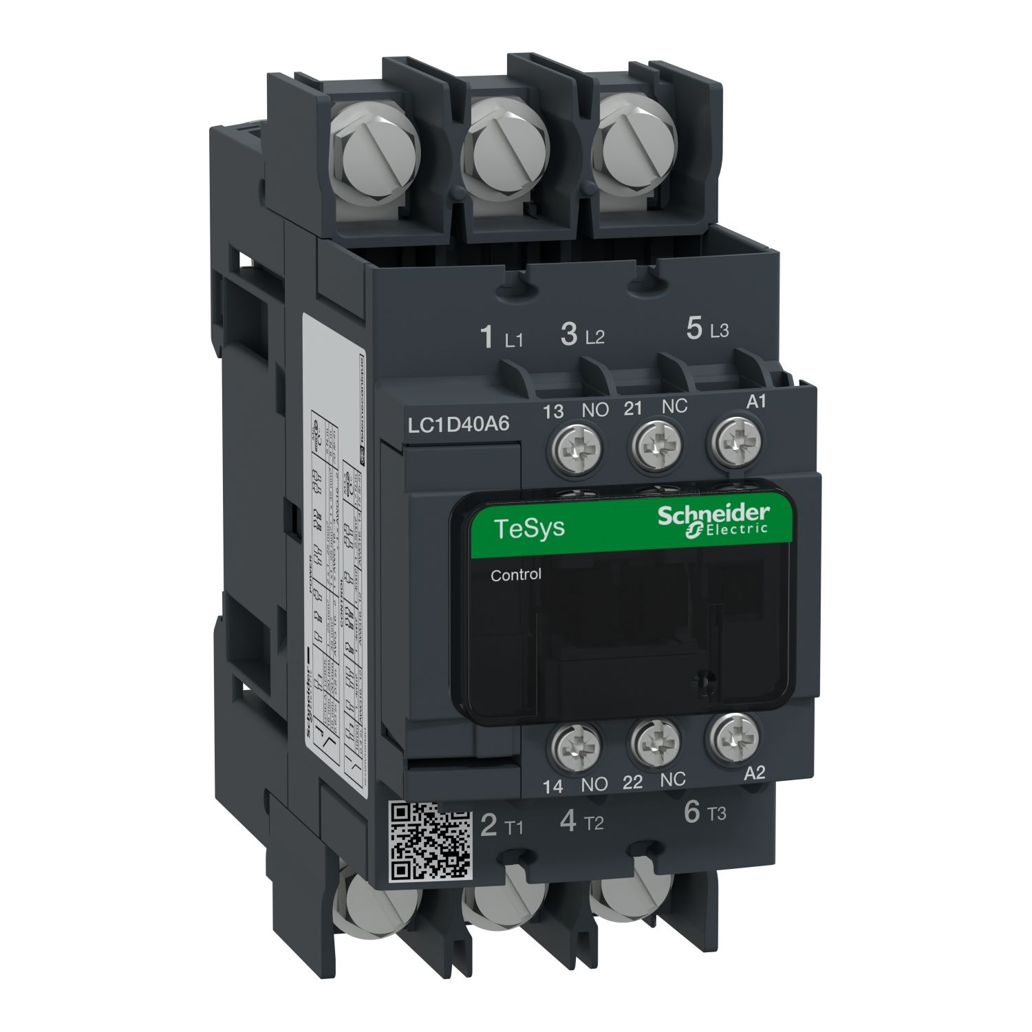 Picture of Contactor, TeSys Deca, 3P(3 NO), AC-3/AC-3e, <=400V, 40A, 120V AC 60Hz coil, lugs-ring terminals