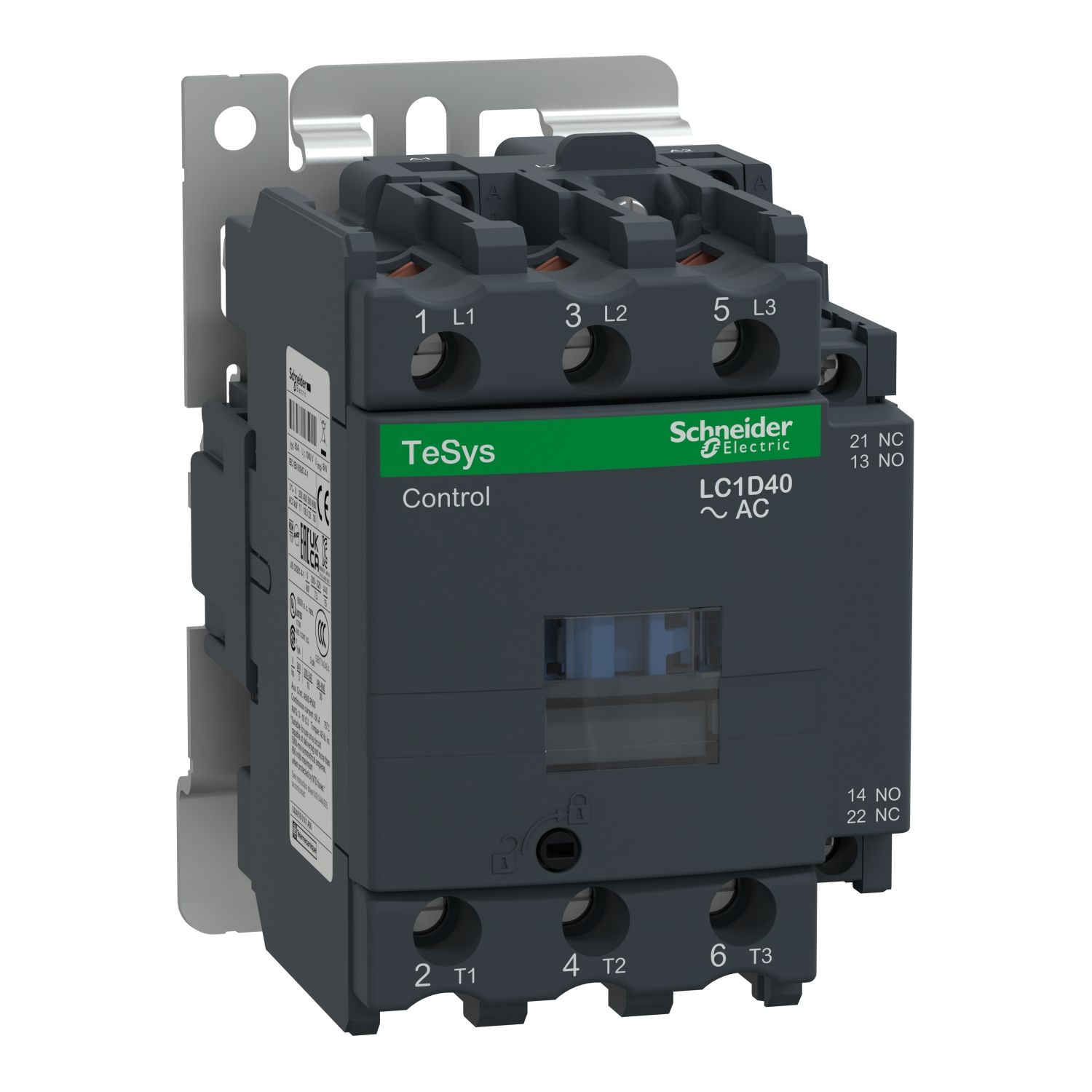 Picture of Contactor, TeSys Deca,3P(3NO),AC-3/AC-3e/<=440V 40A,120V AC 60Hz coil, screw clamp terminals