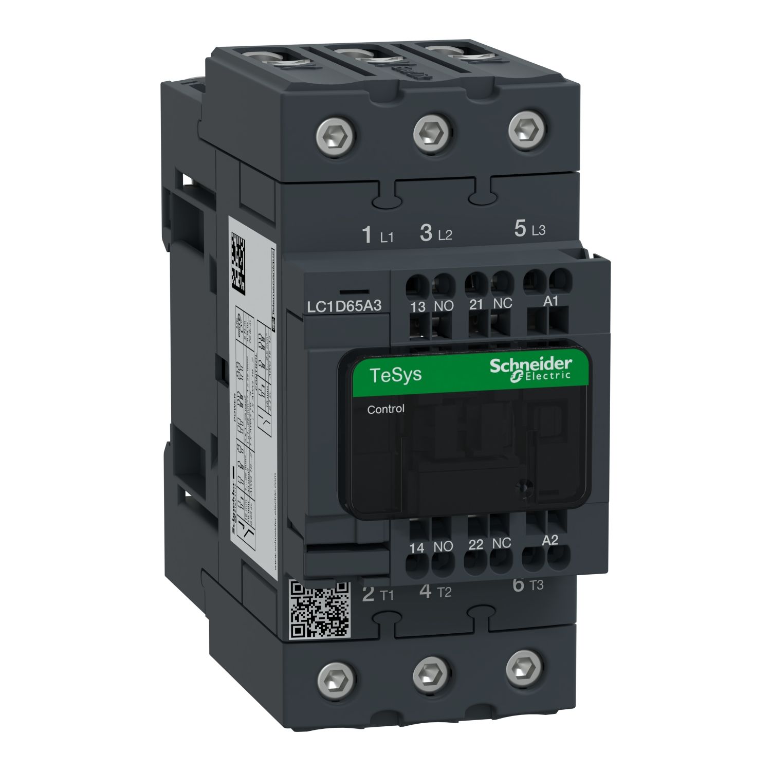 Picture of Contactor, TeSys Deca, 3P(3 NO), AC-3/AC-3e, <=400V, 65A, 110V AC 50/60Hz coil, spring terminals