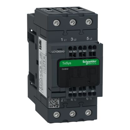 Picture of Contactor, TeSys Deca, 3P(3 NO), AC-3/AC-3e, <=400V, 65A, 230V AC 50/60Hz coil, spring terminals