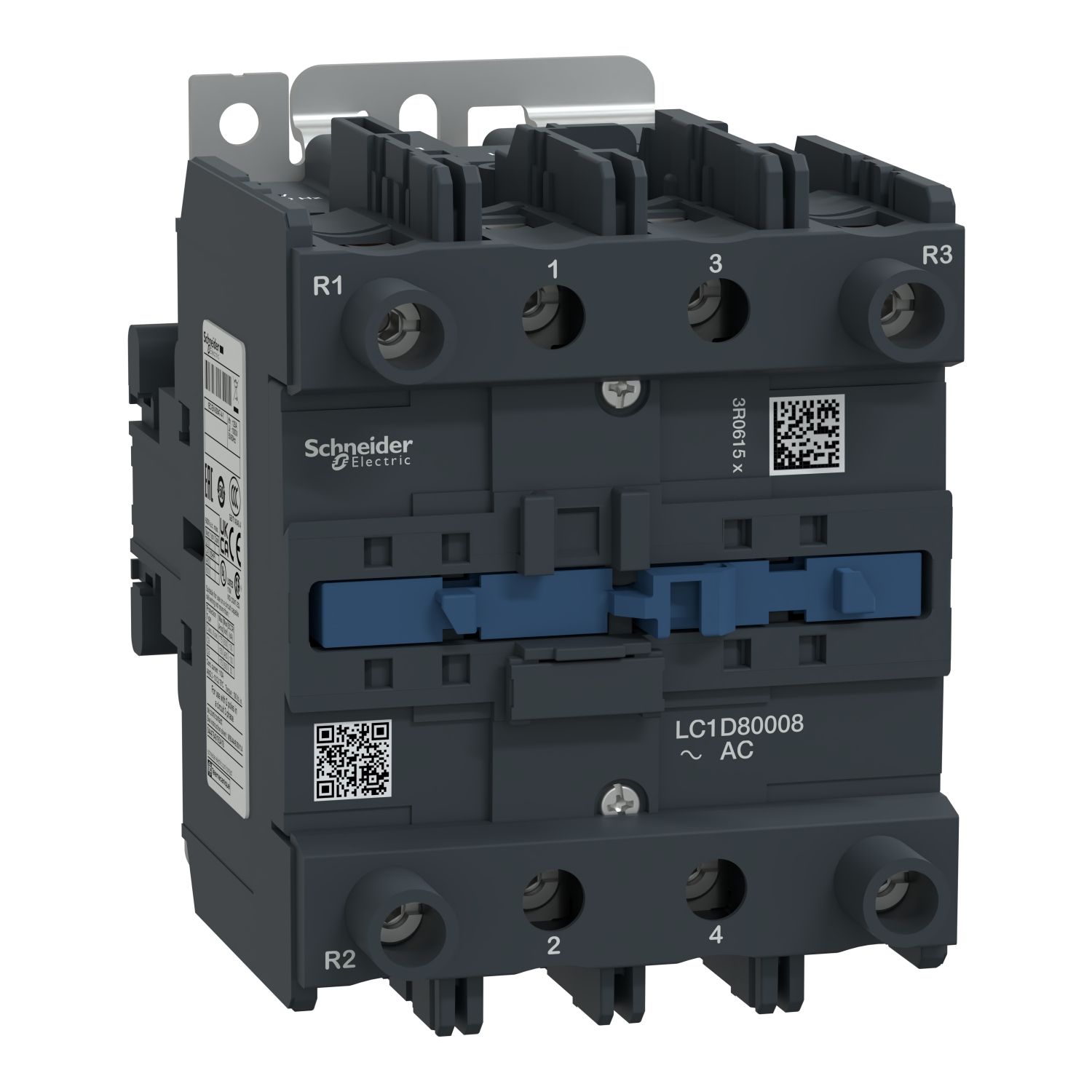 Picture of Contactor, TeSys Deca, 4P(2NO+2NC), AC-1, <=440V, 125A, 120V AC 50/60Hz coil, screw clamp terminal