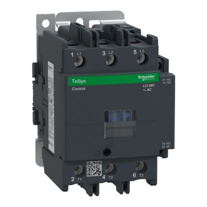 Picture of Contactor, TeSys D, TeSys Deca, 3P(3NO), AC-3/AC-3e, <=440V, 80A, 415V AC 50/60Hz coil