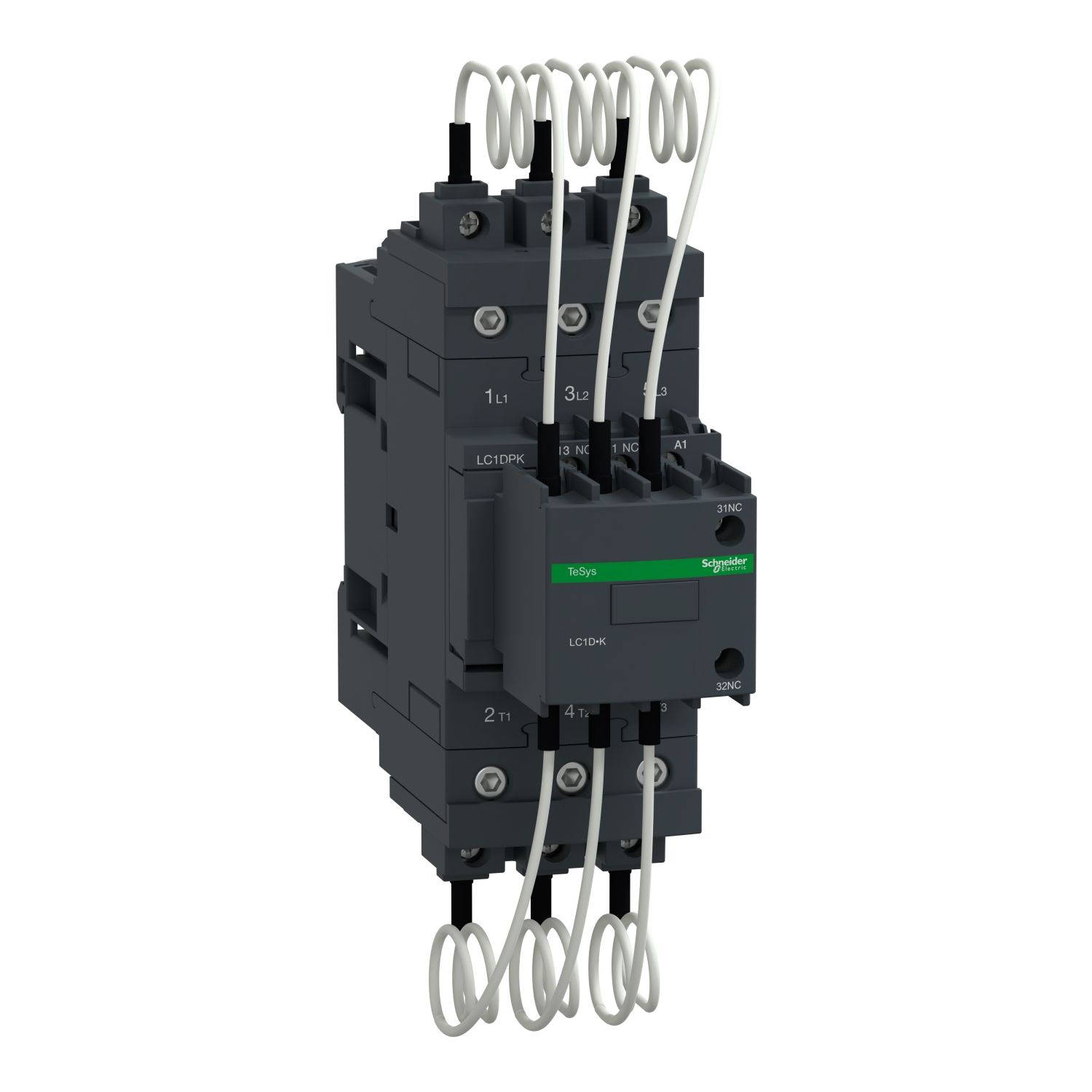 Picture of Capacitor contactor, Tesys Deca, 30kVAR at 400/415V 50Hz, 240V AC 50/60Hz coil, EverLink BTR screw terminals