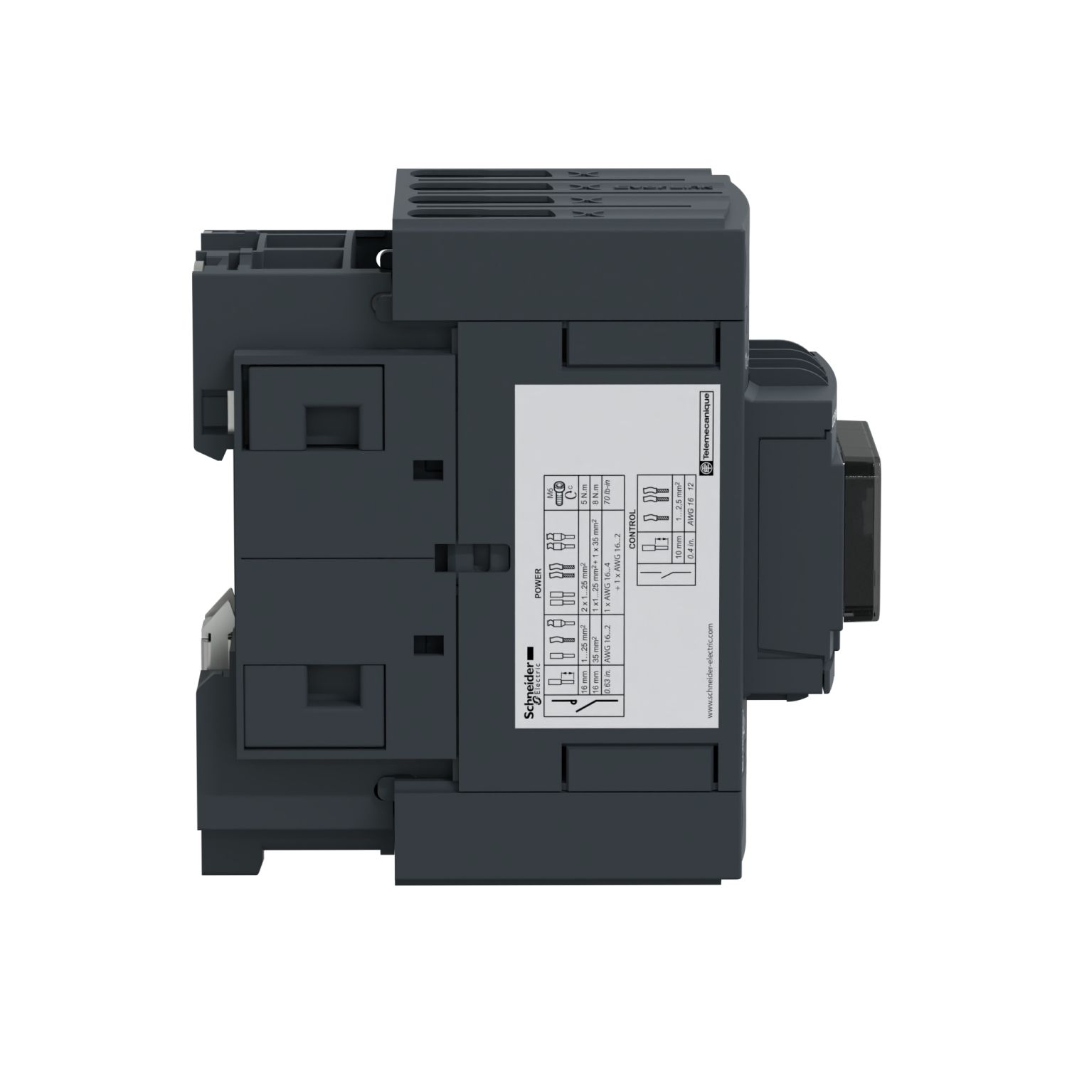 Picture of Contactor, TeSys Deca, 4P(4NO), AC-1, <=440V, 60A, 24VDC coil, EverLink BTR screws