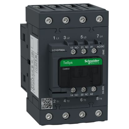 Picture of Contactor, TeSys Deca, 4P(4NO), AC-1, <=440V, 80A, 24...60V AC/DC coil, EverLink BTR screws