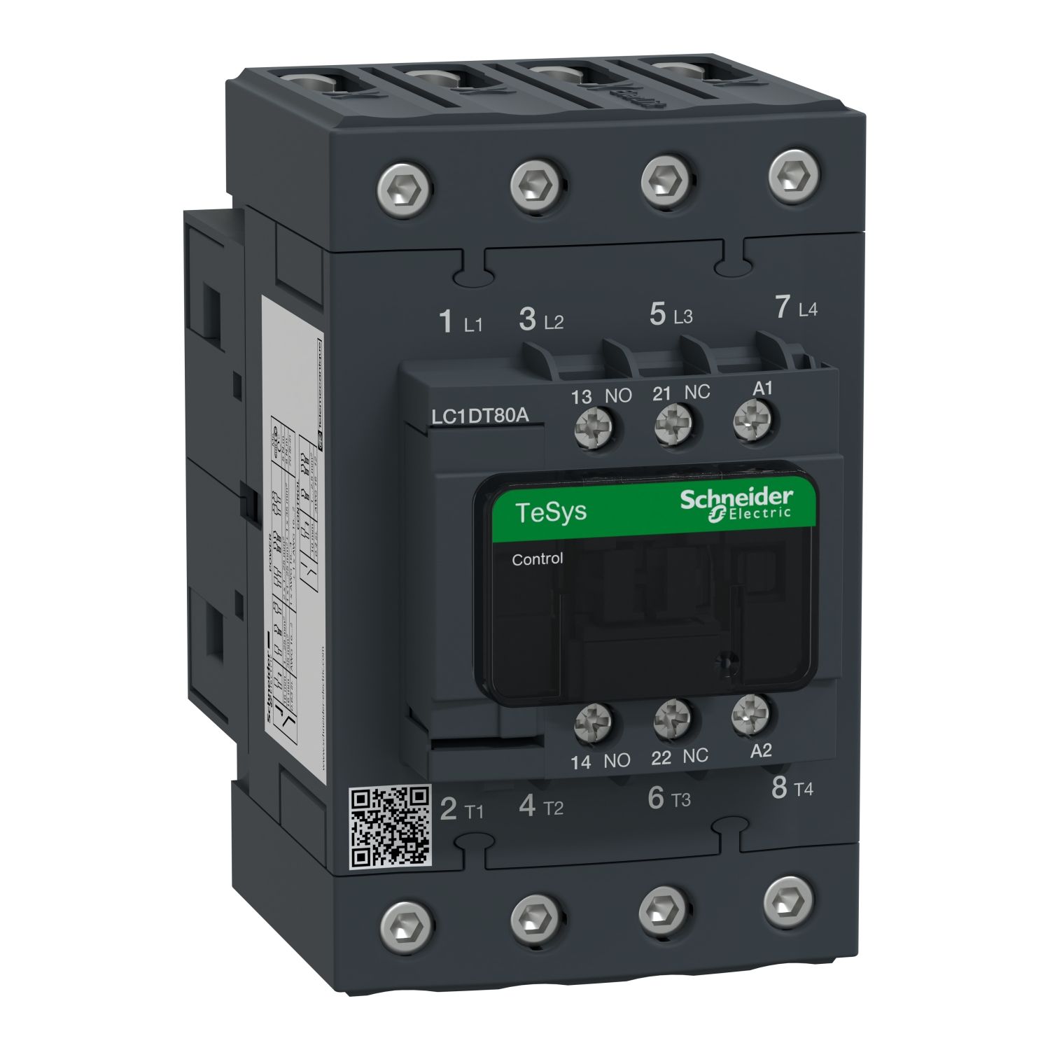 Picture of Contactor, TeSys D, TeSys Deca, 4P(4 NO), AC-1, 0 to 440V, 80A, 220V AC 50/60Hz coil