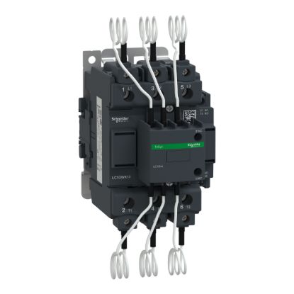 Picture of Capacitor contactor, Tesys Deca, 63kVAR at 400/415V 50Hz, 220V AC 50/60Hz coil, screw clamp terminals