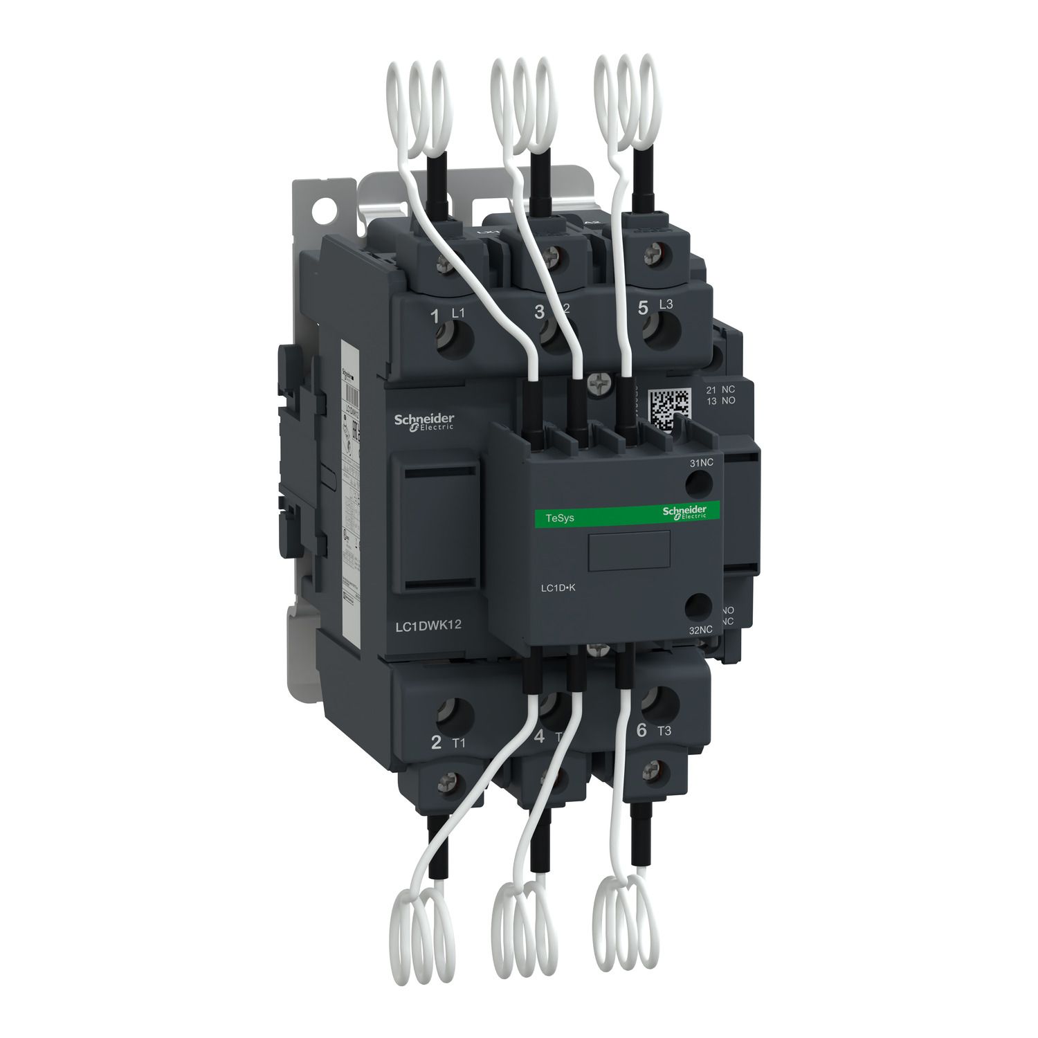Picture of Capacitor contactor, Tesys Deca, 63kVAR at 400/415V 50Hz, 240V AC 50/60Hz coil, screw clamp terminals