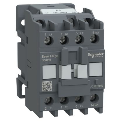 Picture of Contactor,Easy TeSys Control,LC1E,3P(3NO),AC-3,<=440V,9A,24V AC coil,50Hz,1NO auxiliary contact