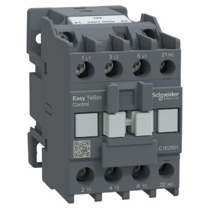 Picture of Contactor,Easy TeSys Control,LC1E,3P(3NO),AC-3,<=440V,25A,240V AC coil,50Hz,1NC auxiliary contact