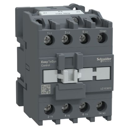 Picture of Contactor,Easy TeSys Control,LC1E,3P(3NO),AC-3,<=440V,38A,110V AC coil,50Hz,1NO auxiliary contact
