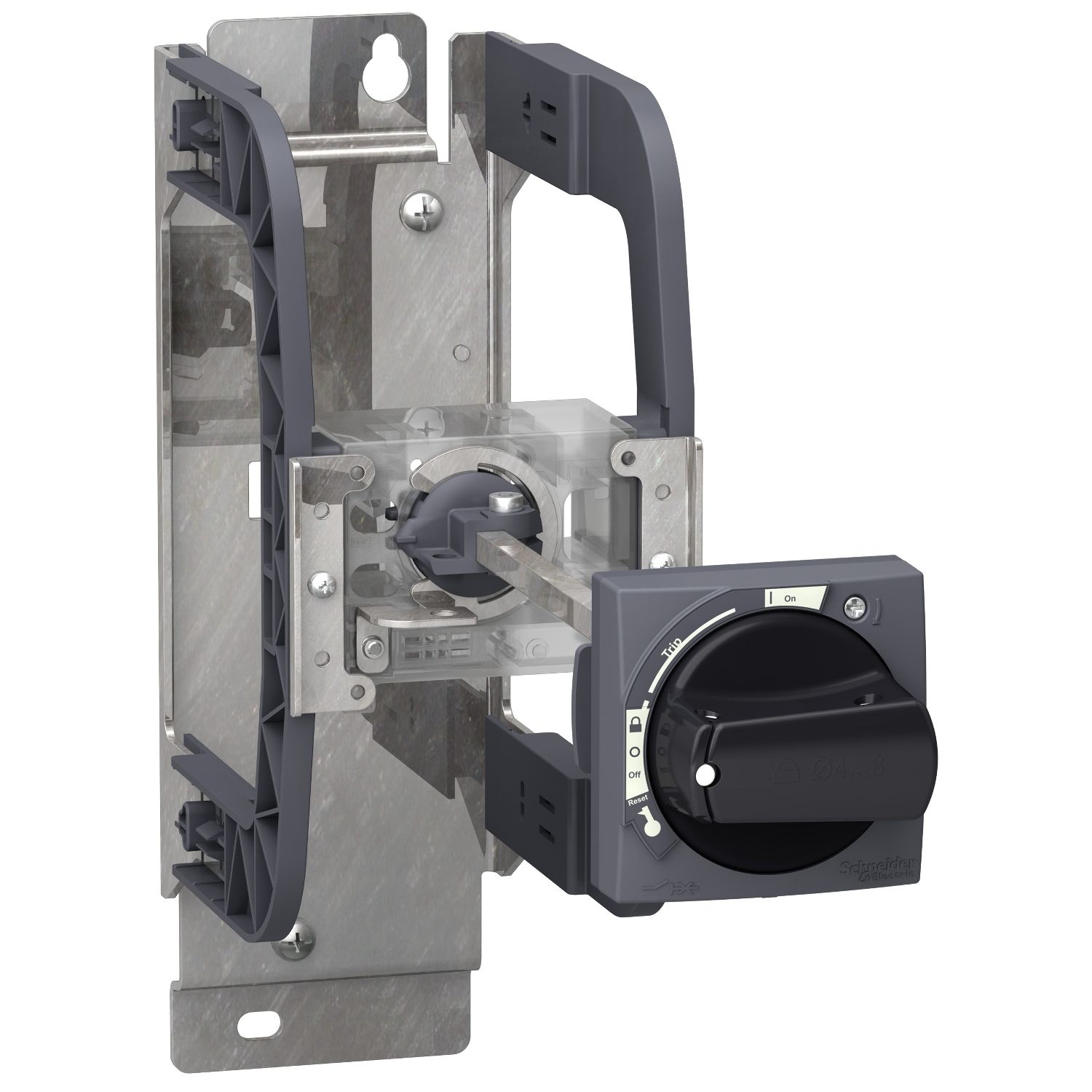 Picture of Mounting bracket kit, TeSys Ultra, IP54, black, with trip indication, with extended rotary handle, for LUB