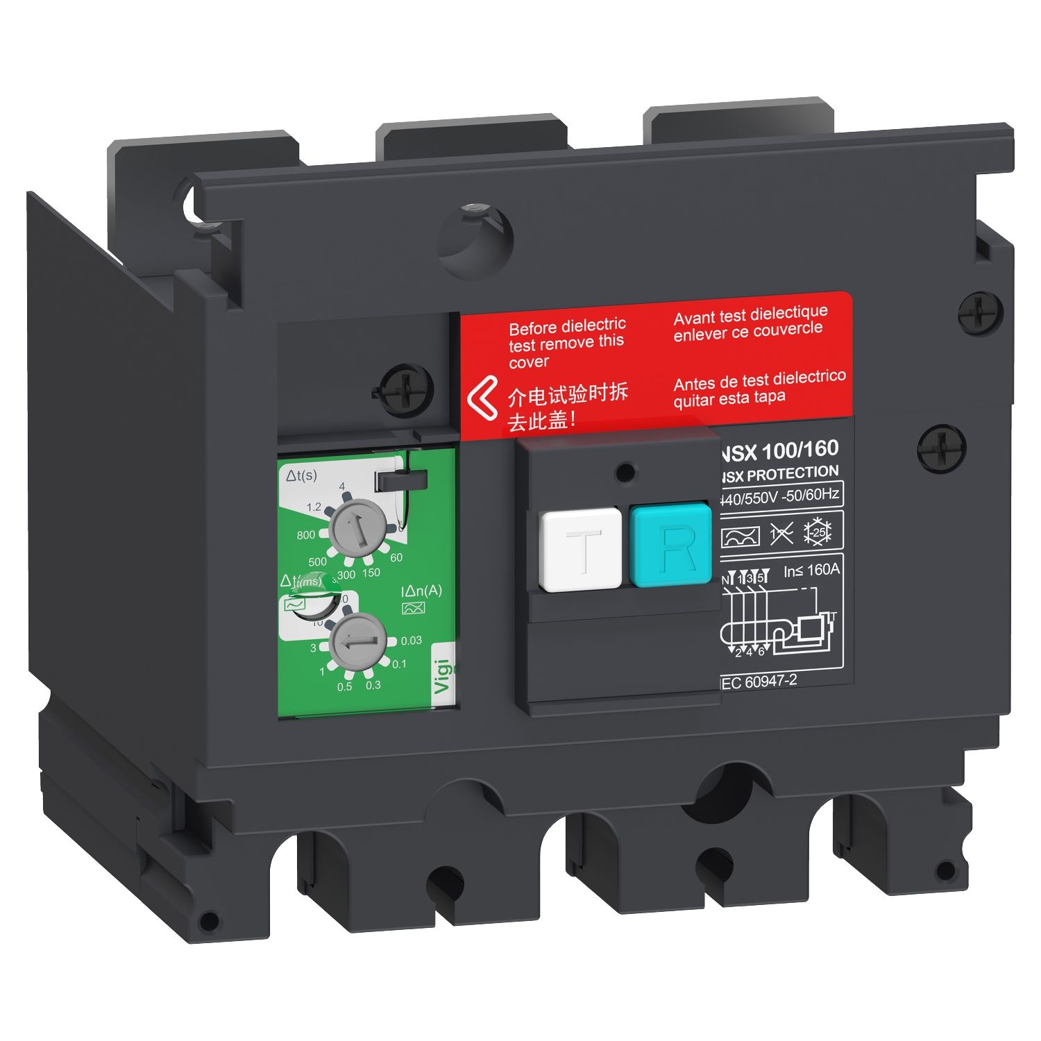 Picture of Earth-leakage add-on protection module VigiPacT, ComPacT NSX 100/160, 440VAC to 550VAC, 30mA to 30A, 3 poles