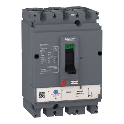 Picture of circuit breaker, EasyPact CVS160F, 36kA at 415VAC, 125A, TM-D trip unit, 3P3d