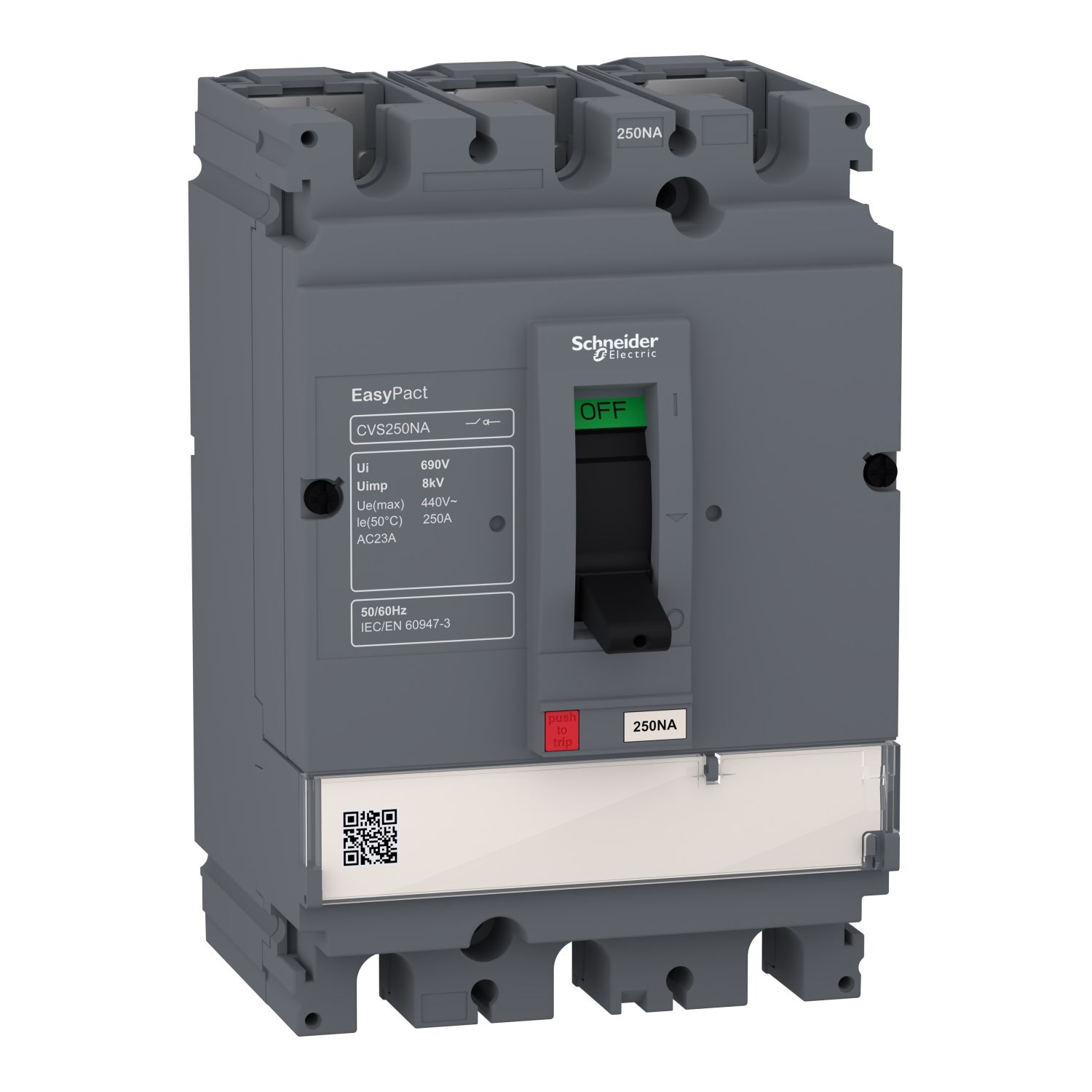 Picture of switch disconnector, EasyPact CVS250NA, 3 poles, 250A, AC22A, AC23A