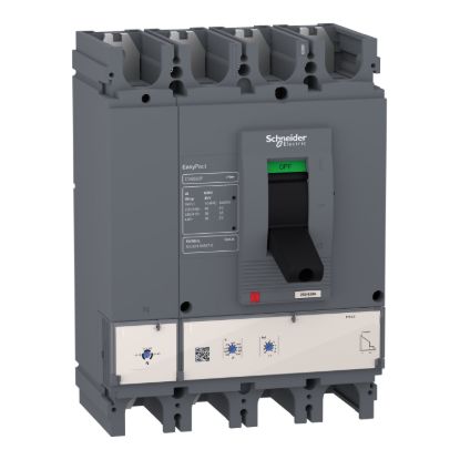 Picture of circuit breaker, EasyPact CVS630F, 36kA at 415VAC, 630A, ETS 2.3 electronic trip unit, 4P3d
