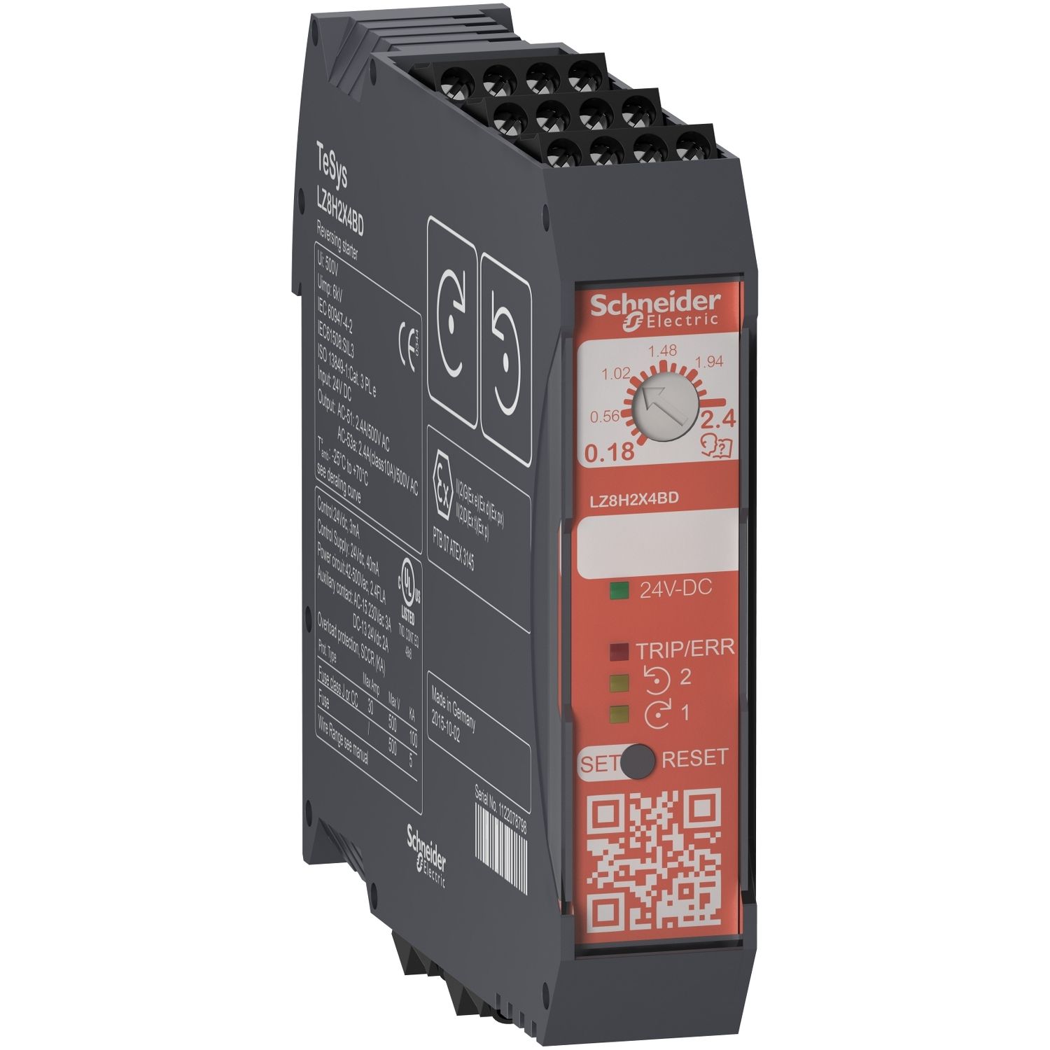 Picture of Reversing ultra compact starter, TeSys H, TeSys Hybrid, Safe Torque Off, 3P, 500VAC, 0.75kW at 400V, 24VDC