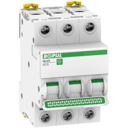 Picture of Miniature Circuit-Breaker (MCB), MAX9, 3P, 40A, C Curve, 6000A, 415V, Distribution