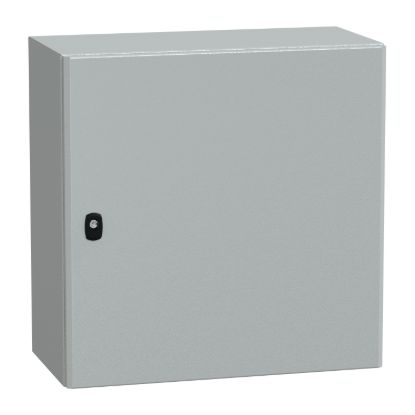 Picture of Wall mounted steel enclosure, Spacial S3D, plain door, with mounting plate, 600x600x300mm, IP66, IK10