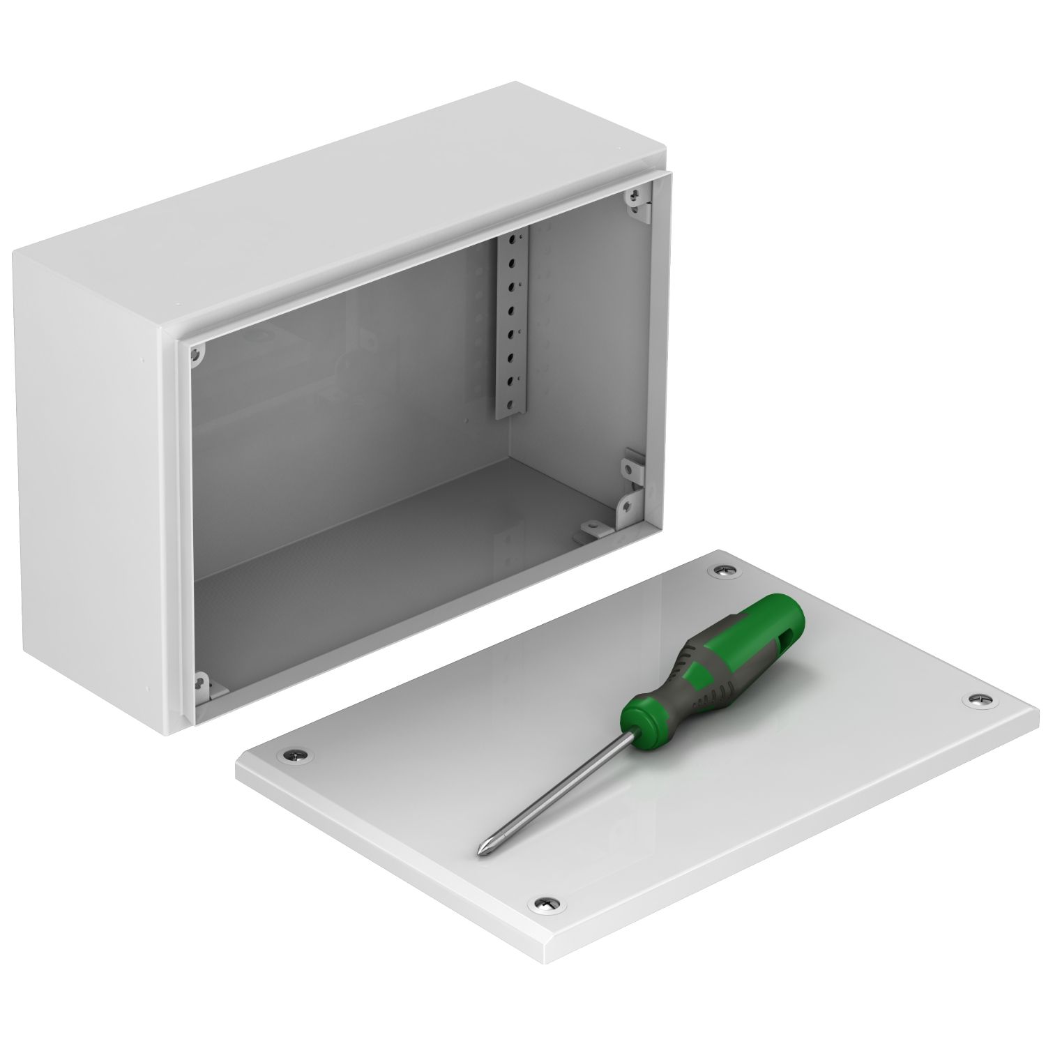 Picture of Metal industrial box plain door H150xW200xD120 IP66 IK10 RAL 7035