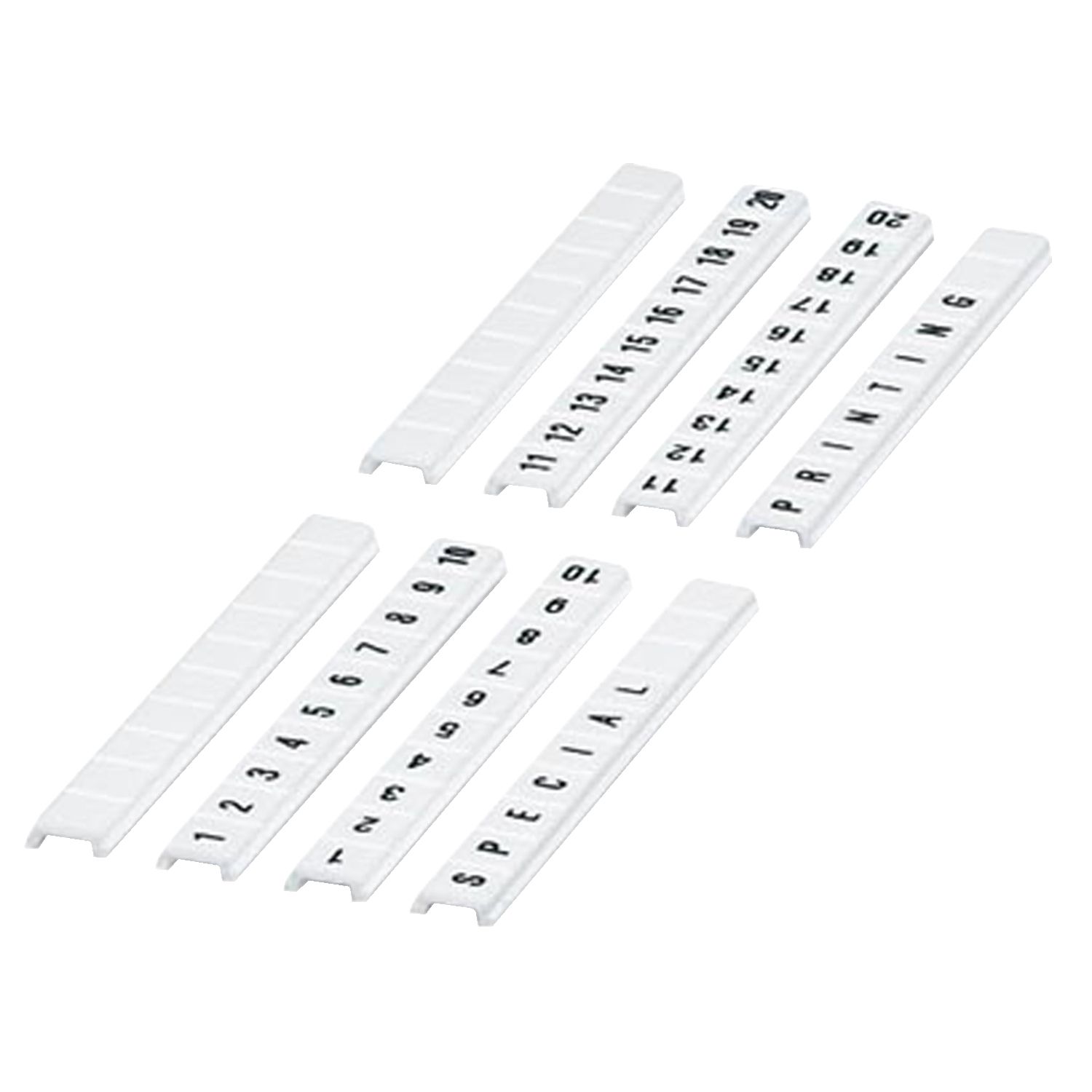 Picture of Marking strip, Linergy TR, clip in type, flat, 5mm, printed characters 21 to 30, printed horizontal, white, Set of 10