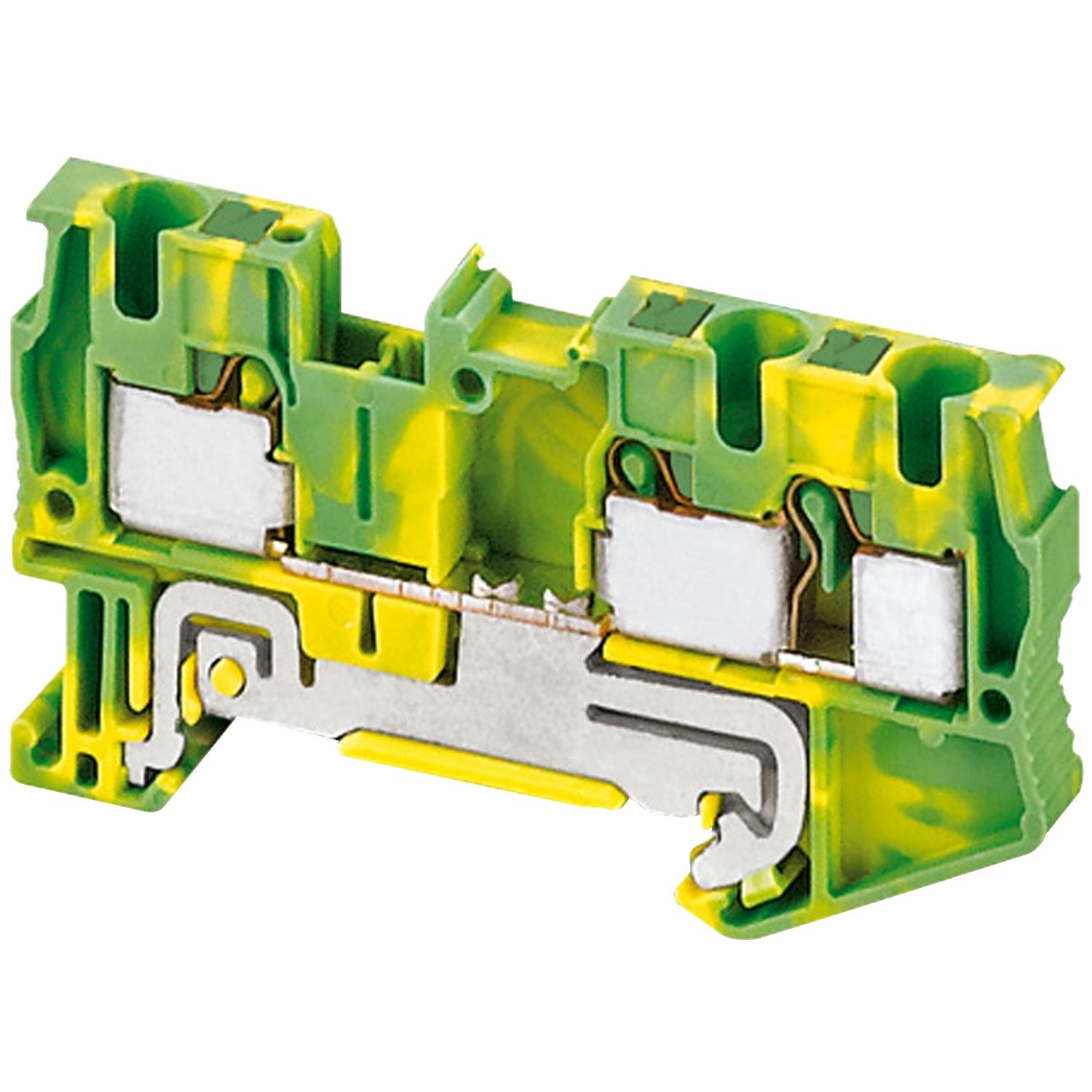 Picture of Terminal block, Linergy TR, push-in type, protective earth, 3 points, 4mmÂ², green-yellow, set of 50