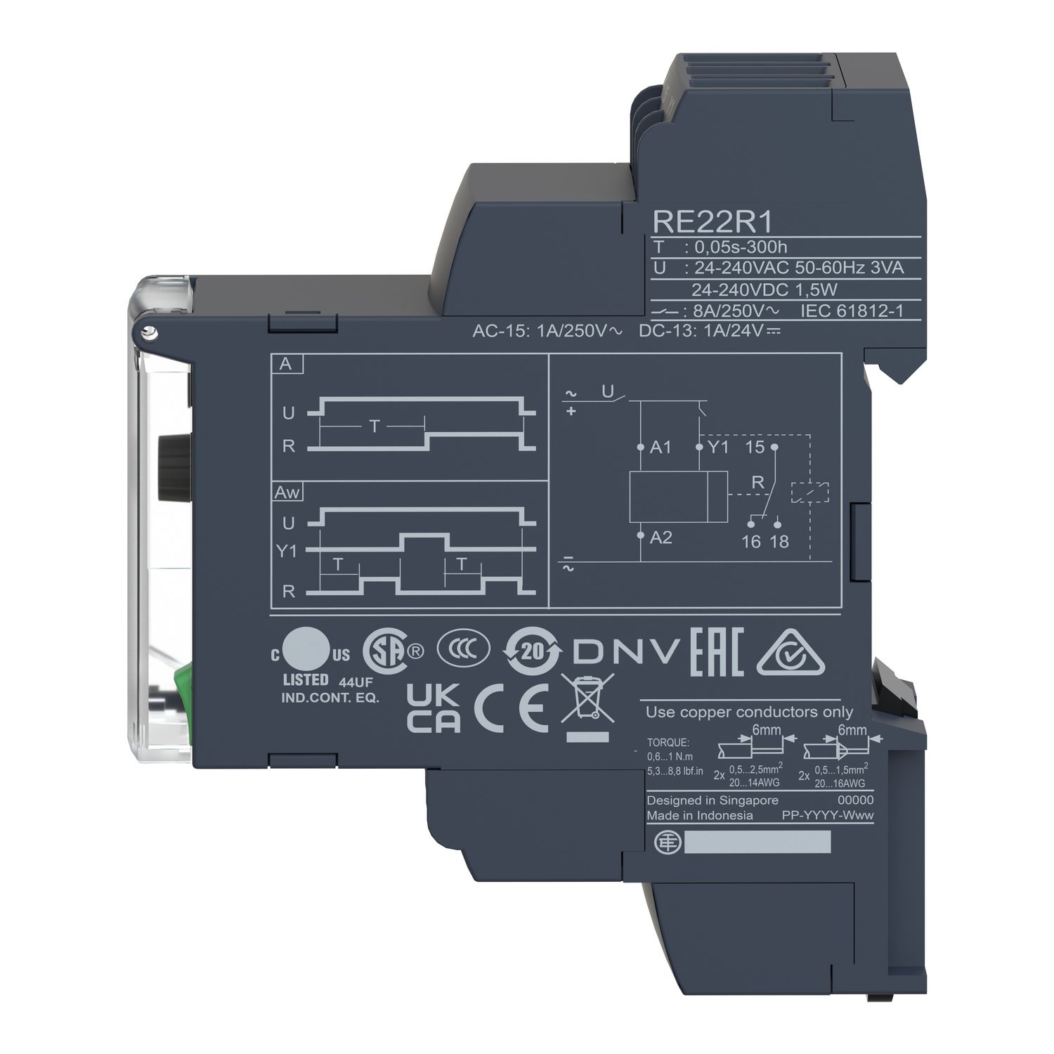 Picture of dual function relay, Harmony Timer Relays, A, 1 CO, 0.05sâ€¦300h, power on delay, 24...240V AC DC