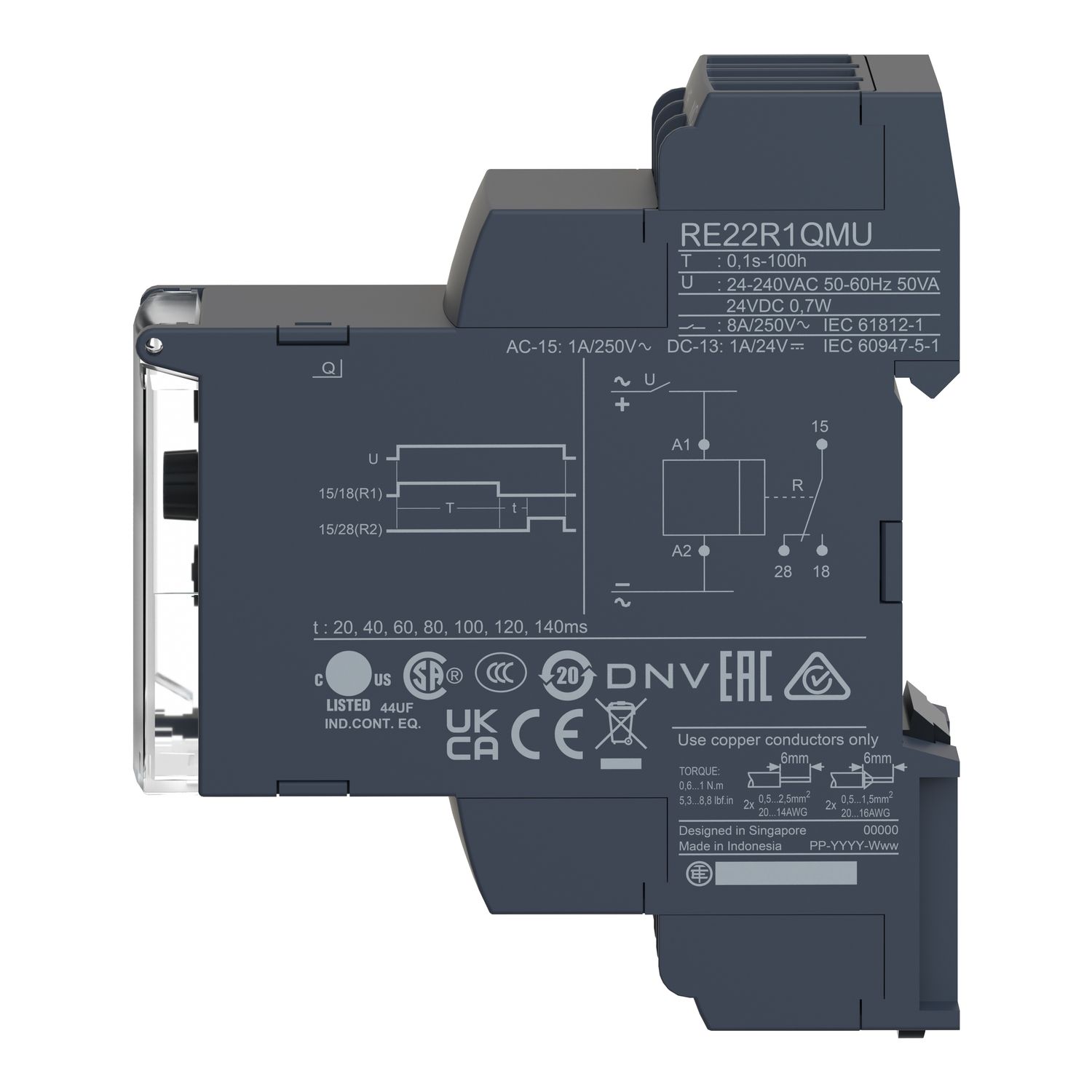 Picture of single function relay, Harmony Timer Relays, 8A, 1CO, 0.1sâ€¦100h, star delta, 24V DC or 24...240V AC DC