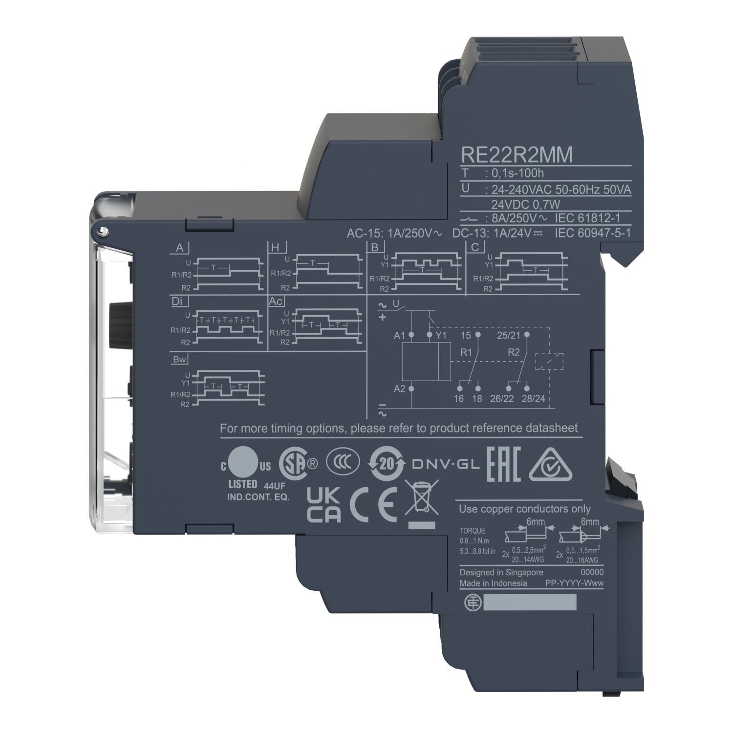 Picture of multifunction relay, Harmony Timer Relays, 8A, 2CO, 0.1sâ€¦100h, 24V DC or 24...240V AC DC