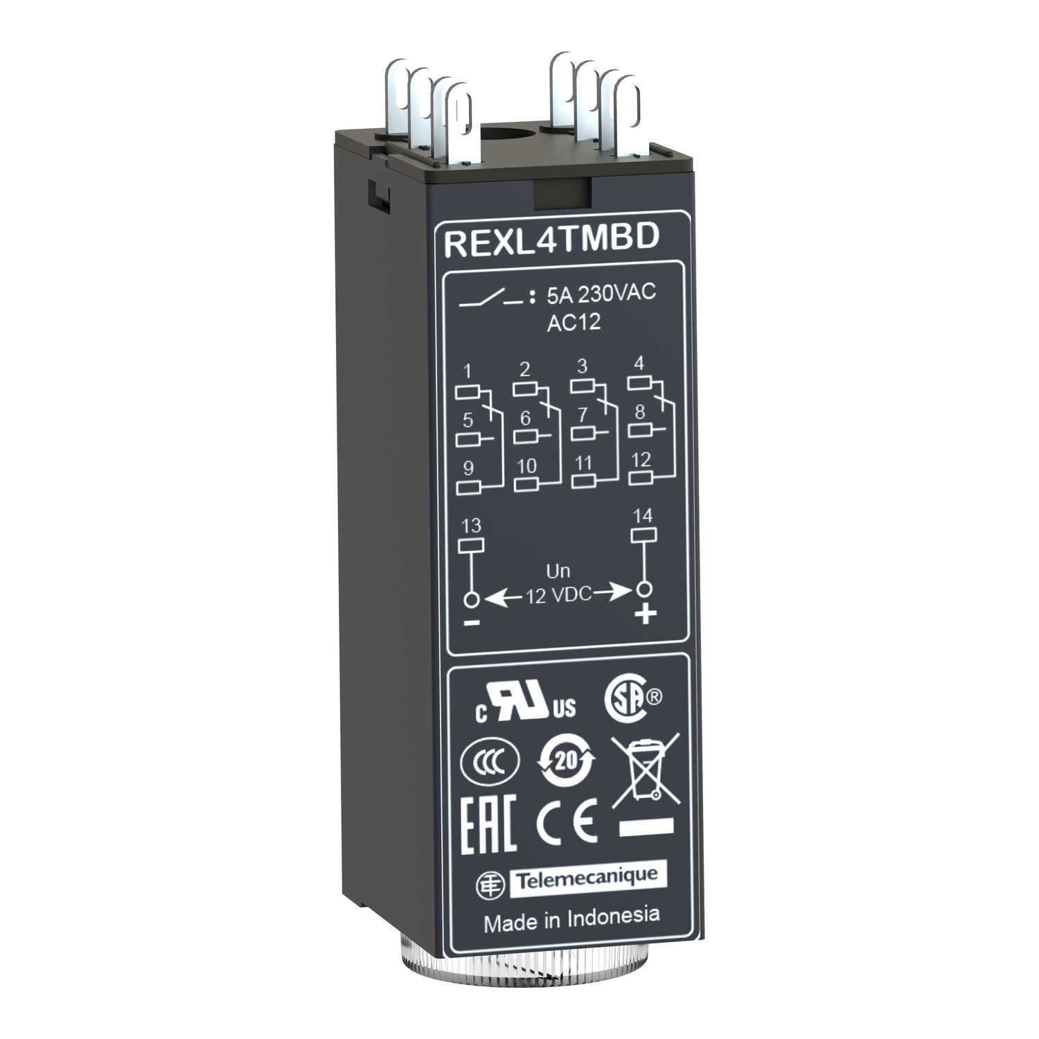 Picture of single function relay, Harmony Timer Relays, 5A, 4CO, 0.1s..100h, on delay, 24V DC