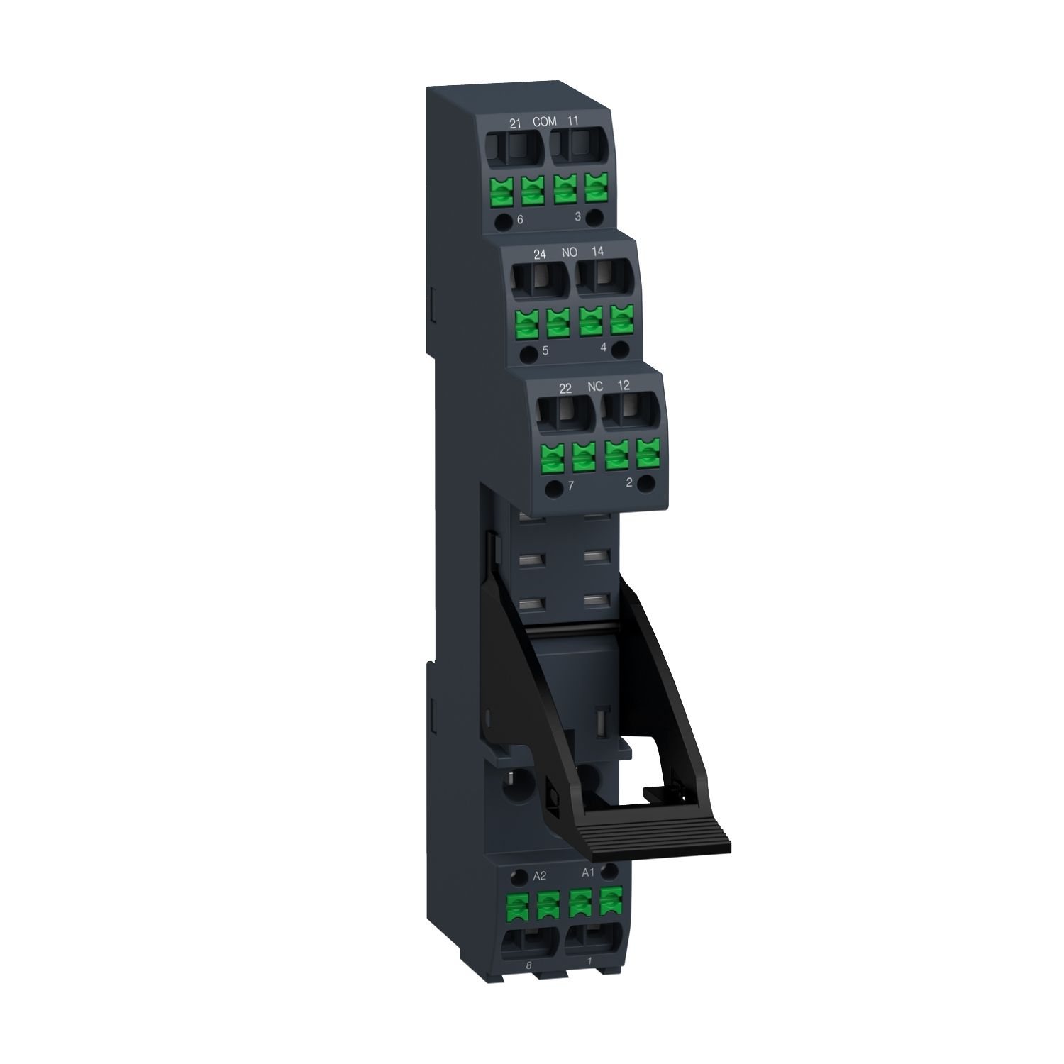 Picture of push in socket with clamp, Harmony Electromechanical Relays, for RXG2 relays, 5A, push-in terminals, separate contact