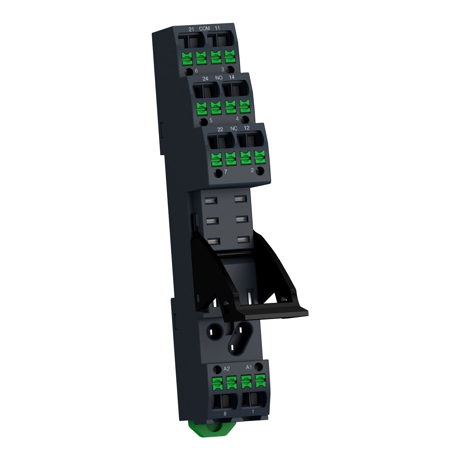 Picture of push in socket with clamp, Harmony Electromechanical Relays, for RXG2 relays, 5A, push-in terminals, separate contact