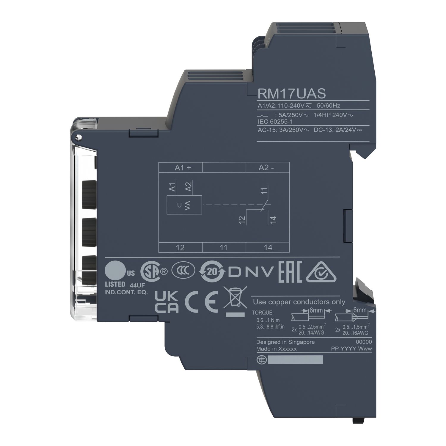 Picture of Modular 1-phase voltage Control Relay, Harmony Control Relays, 5 A, 1 CO, 20…80 V AC/DC
