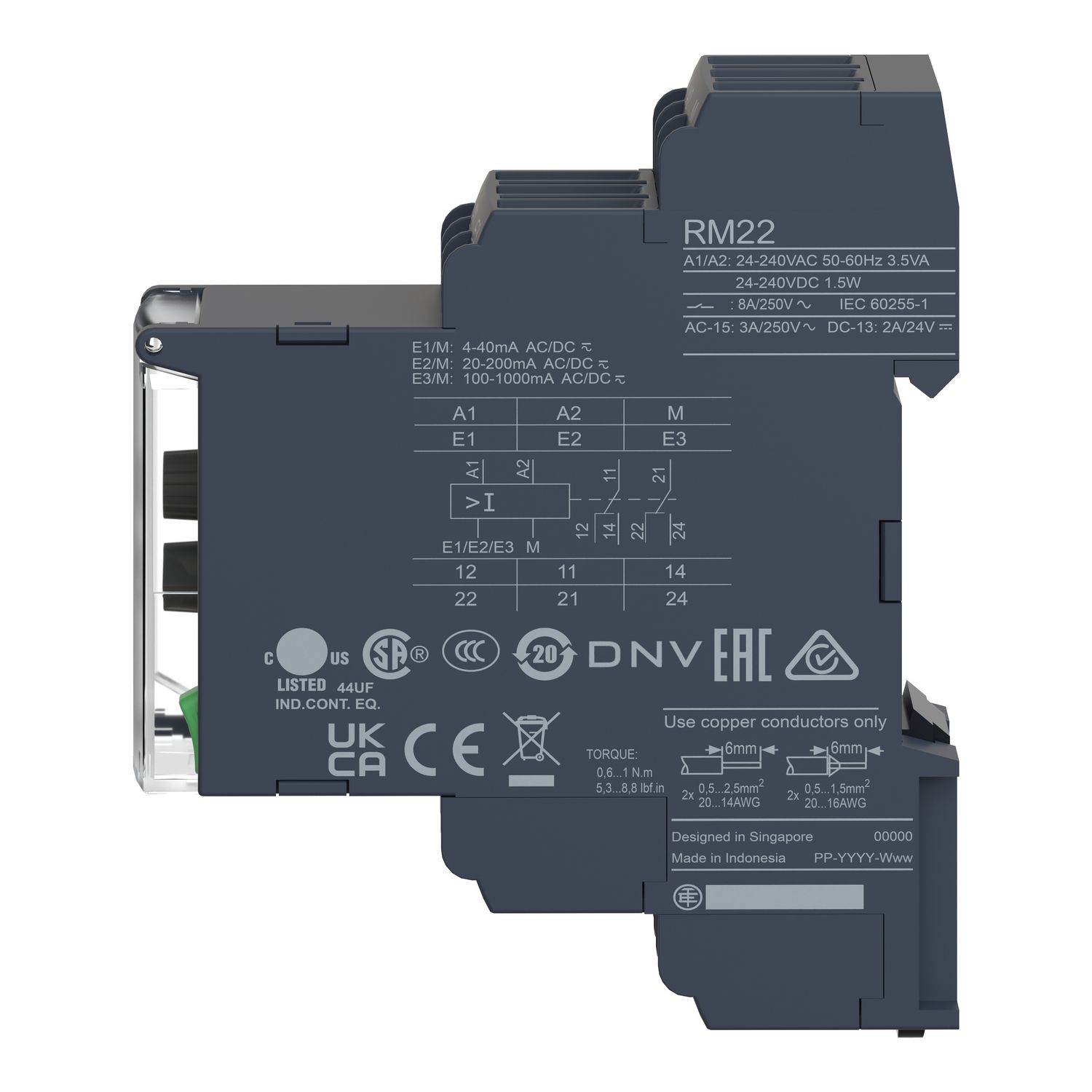 Picture of voltage control relay, Harmony Control Relays, 8A, 2CO, 15â€¦500V AC DC, 24â€¦240V AC DC