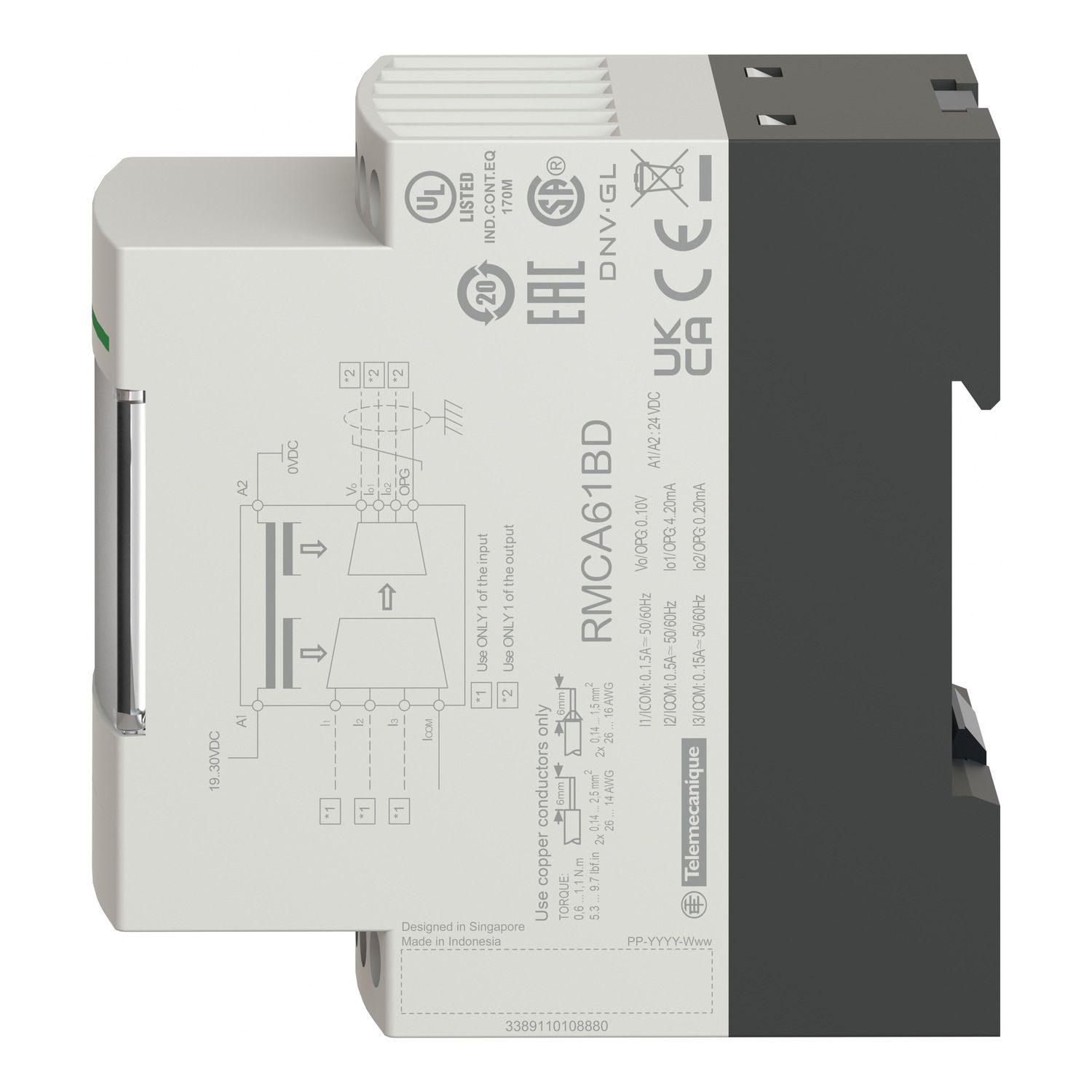 Picture of Isolated analog converter, Harmony Analog, 0...15A current to 0...10V or 4...20mA
