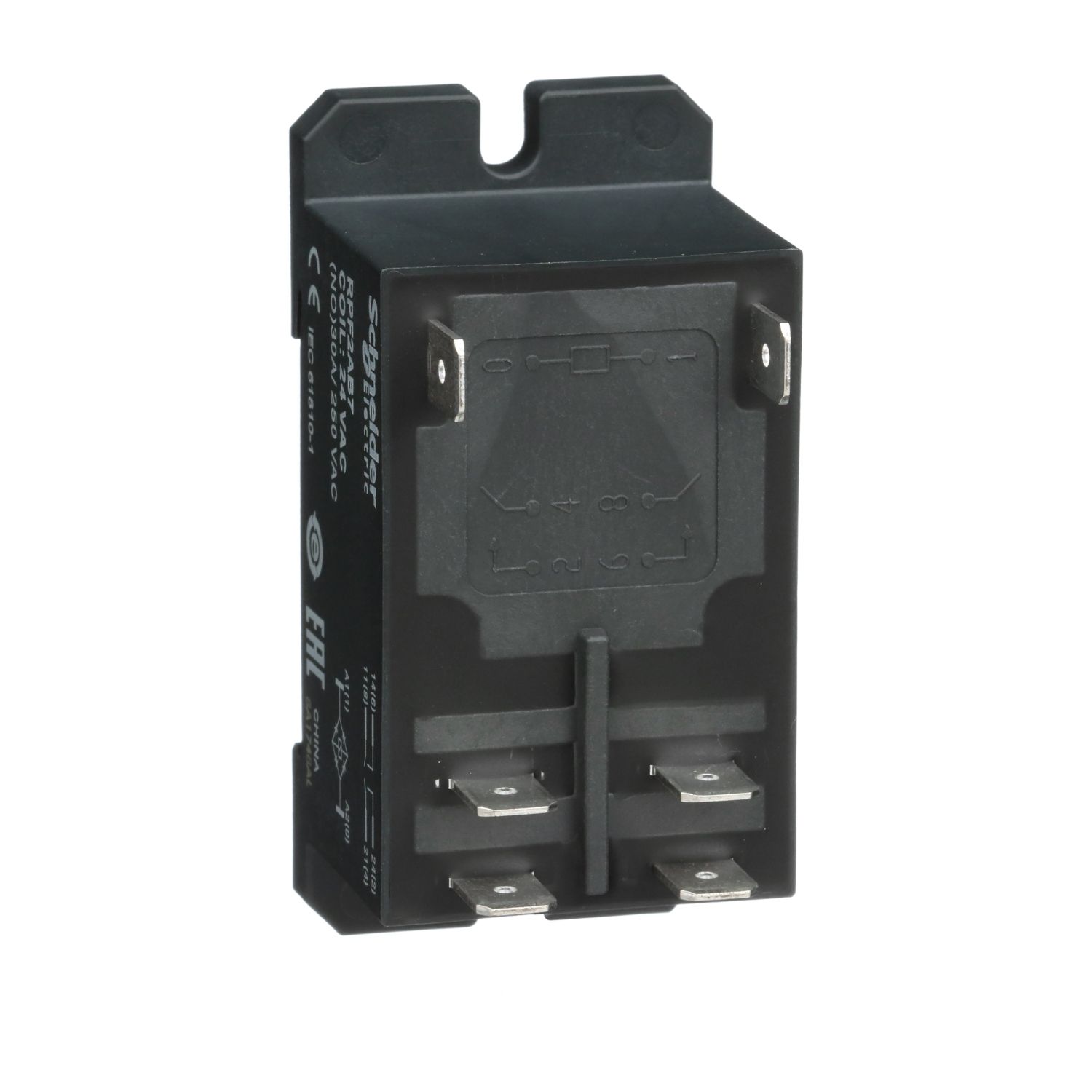 Picture of power relay, Harmony electromechanical relays, DIN rail or panel mount relay, 30A, 2NO, 24V AC