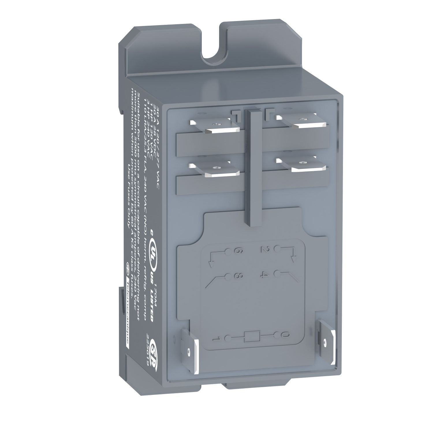 Picture of power relay, Harmony electromechanical relays, DIN rail or panel mount relay, 30A, 2NO, 12V DC