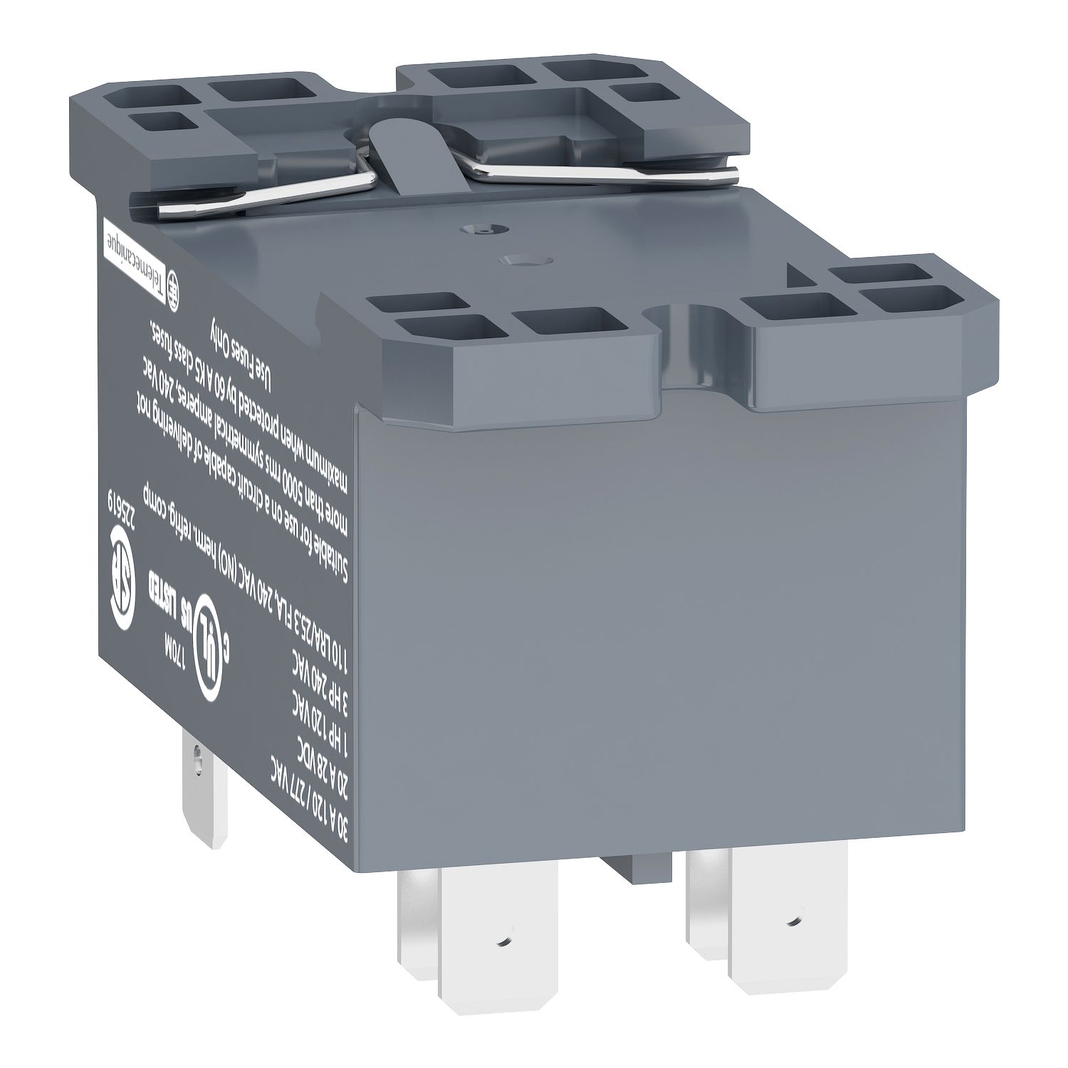 Picture of power relay, Harmony electromechanical relays, DIN rail or panel mount relay, 30A, 2NO, 12V DC