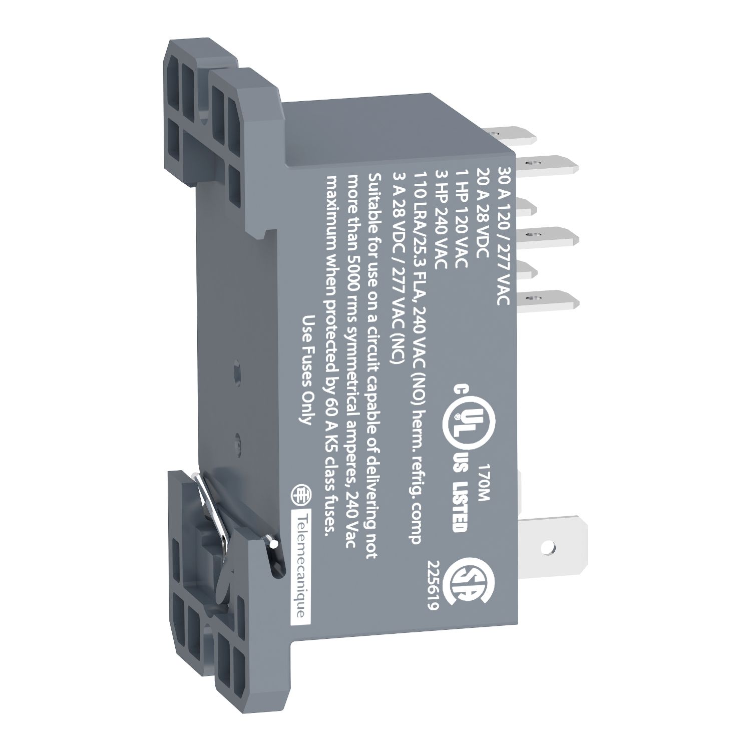 Picture of power relay, Harmony electromechanical relays, DIN rail or panel mount relay, 30A, 2CO, 24V AC