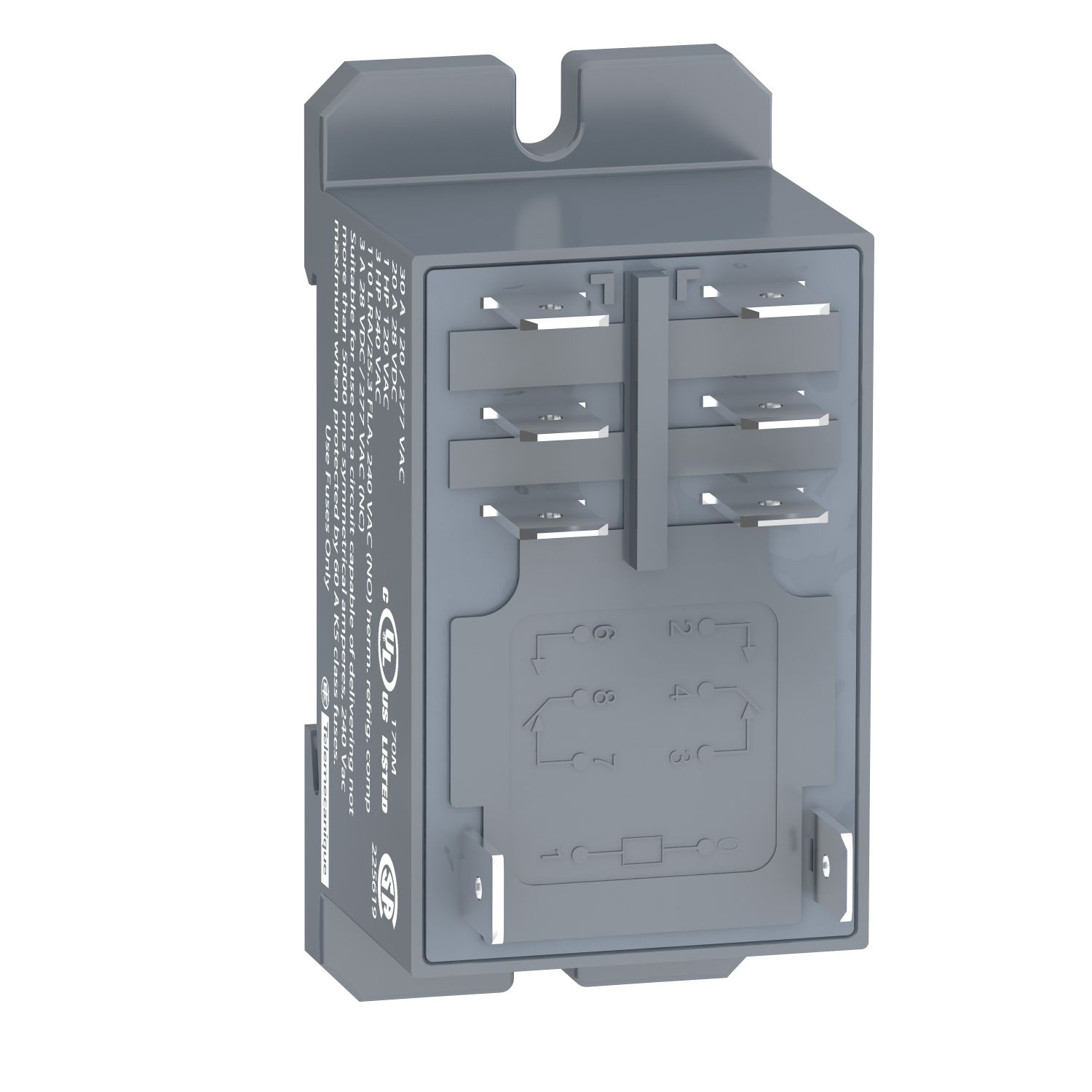 Picture of power relay, Harmony electromechanical relays, DIN rail or panel mount relay, 30A, 2CO, 12V DC