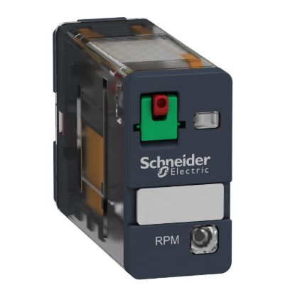 Picture of plug-in relay, Harmony electromechanical relays, 15A, 1CO, with LED, lockable test button, 24V AC