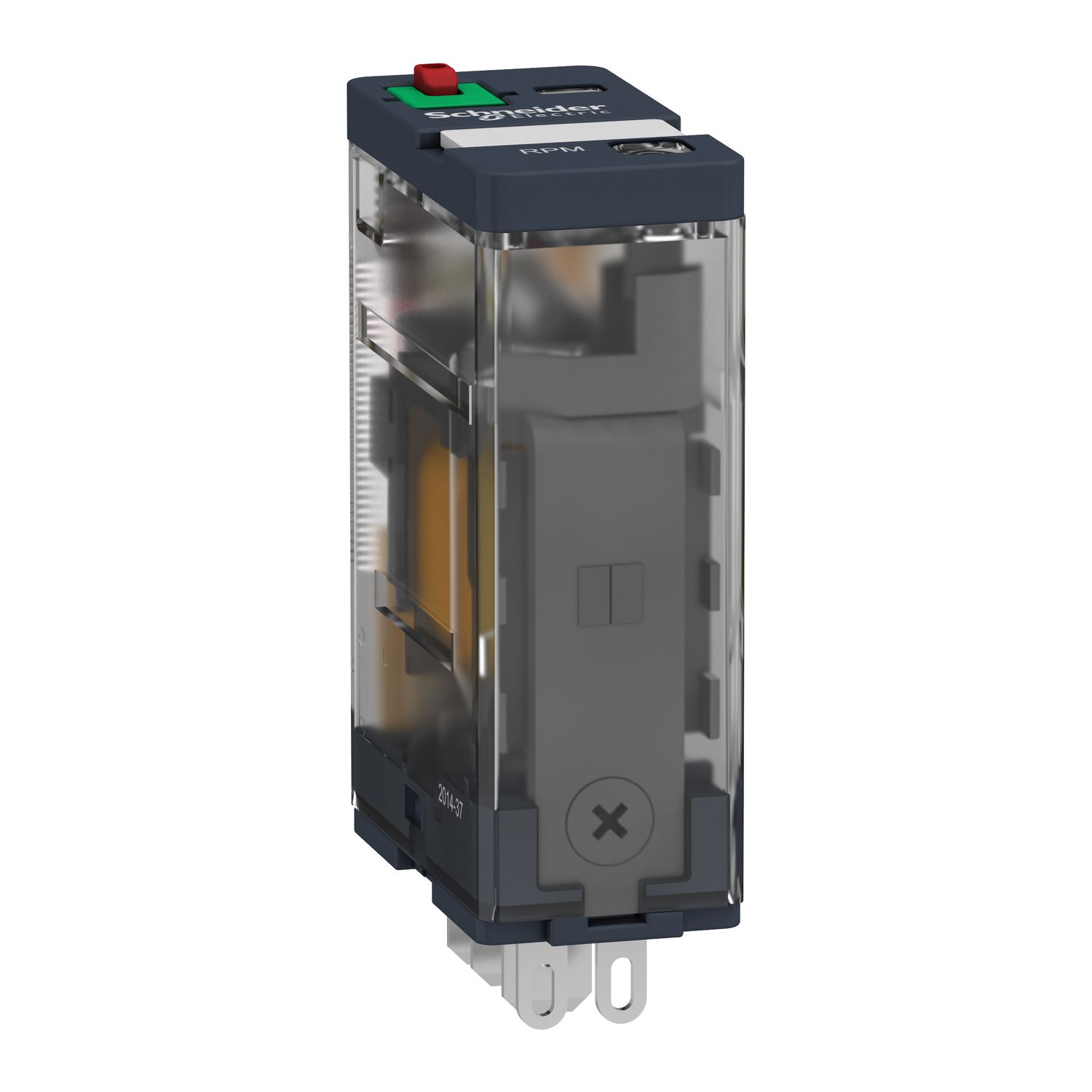 Picture of plug-in relay, Harmony electromechanical relays, 15A, 1CO, with LED, lockable test button, 12V DC