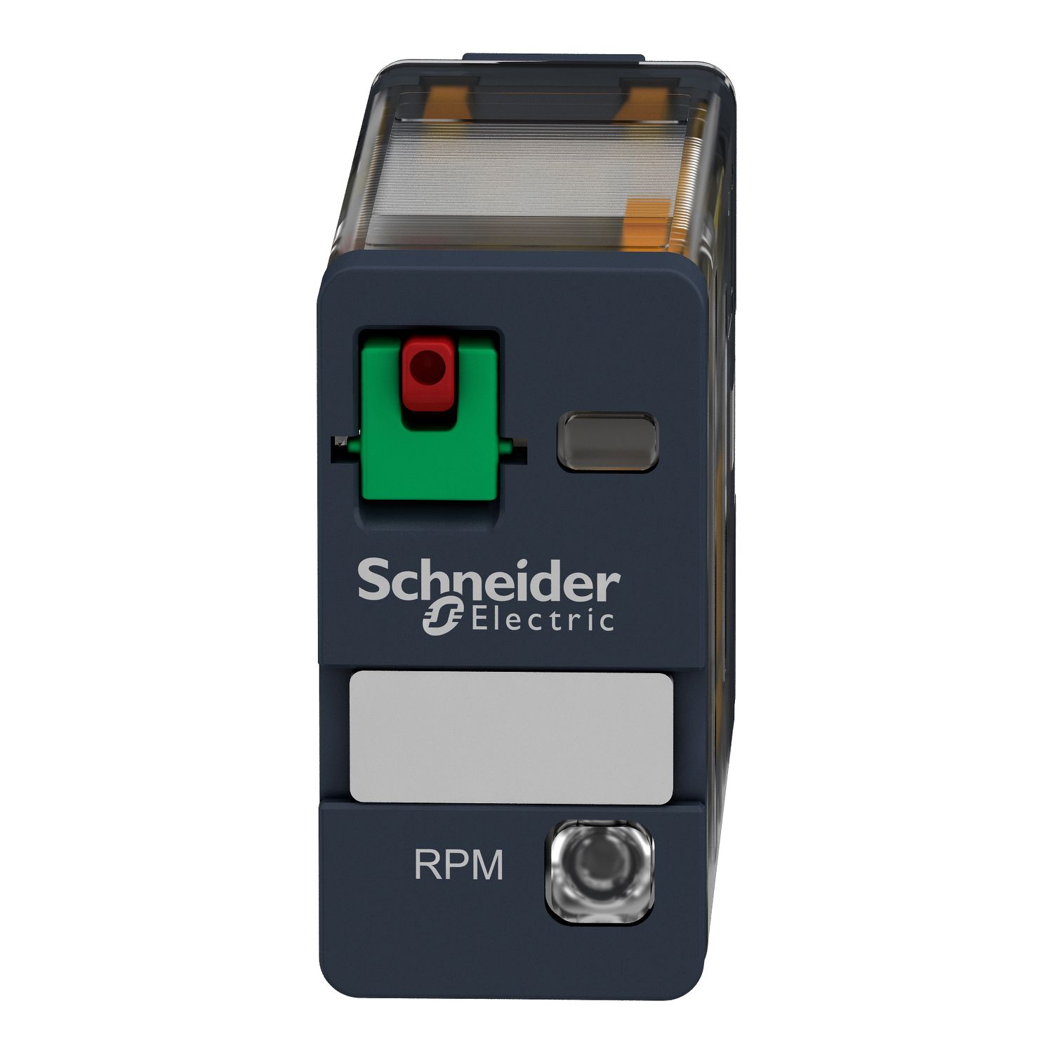 Picture of plug-in relay, Harmony electromechanical relays, 15A, 1CO, with LED, lockable test button, 12V DC