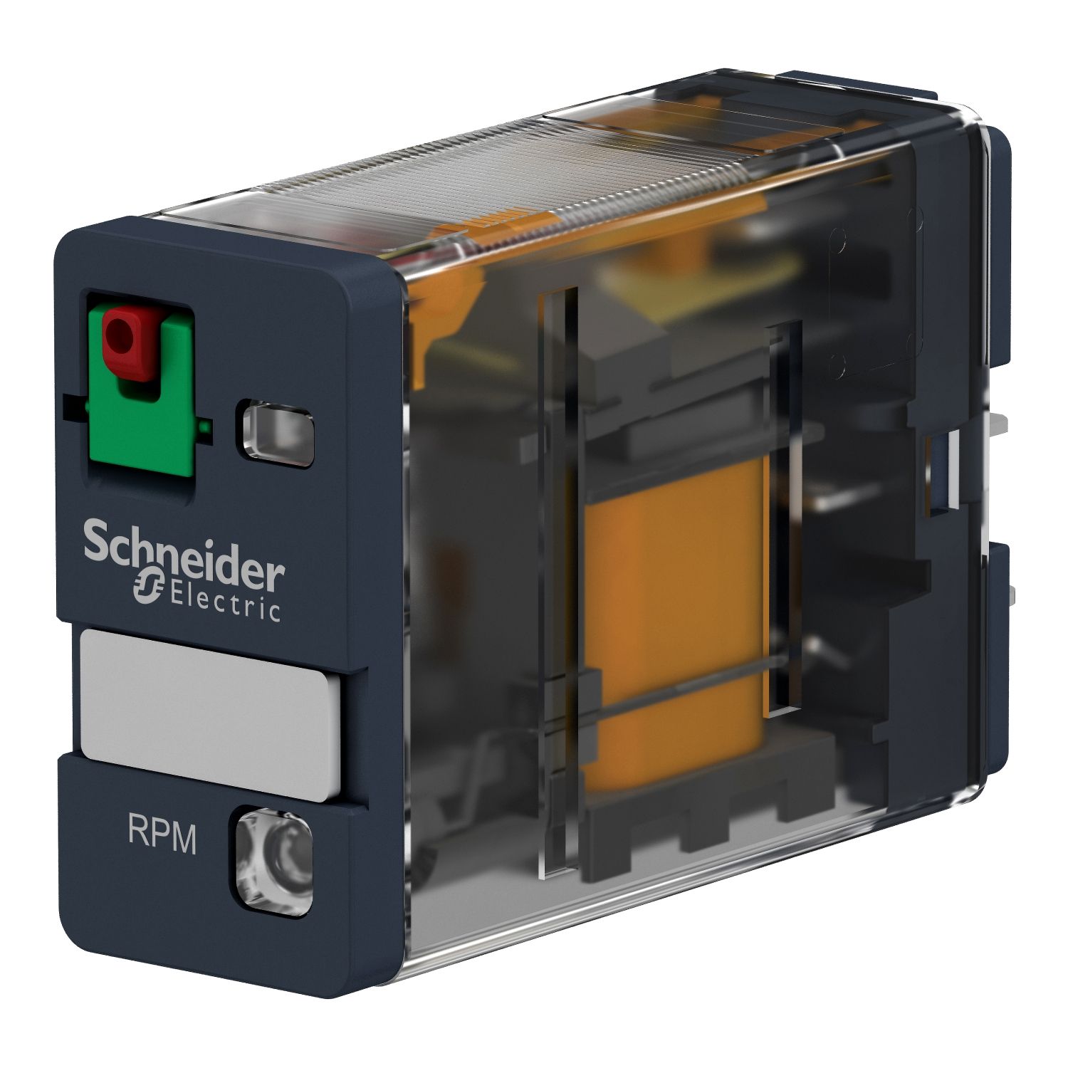 Picture of plug-in relay, Harmony electromechanical relays, 15A, 1CO, with LED, lockable test button, 230V AC
