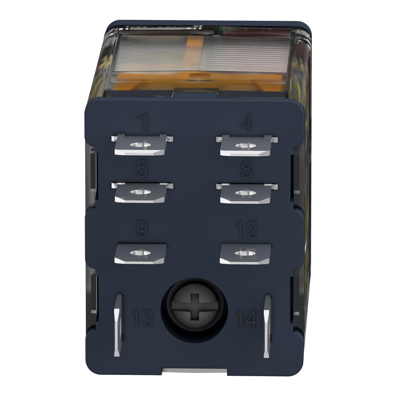 Picture of plug-in relay, Harmony electromechanical relays, 15A, 2CO, lockable test button, 120V AC