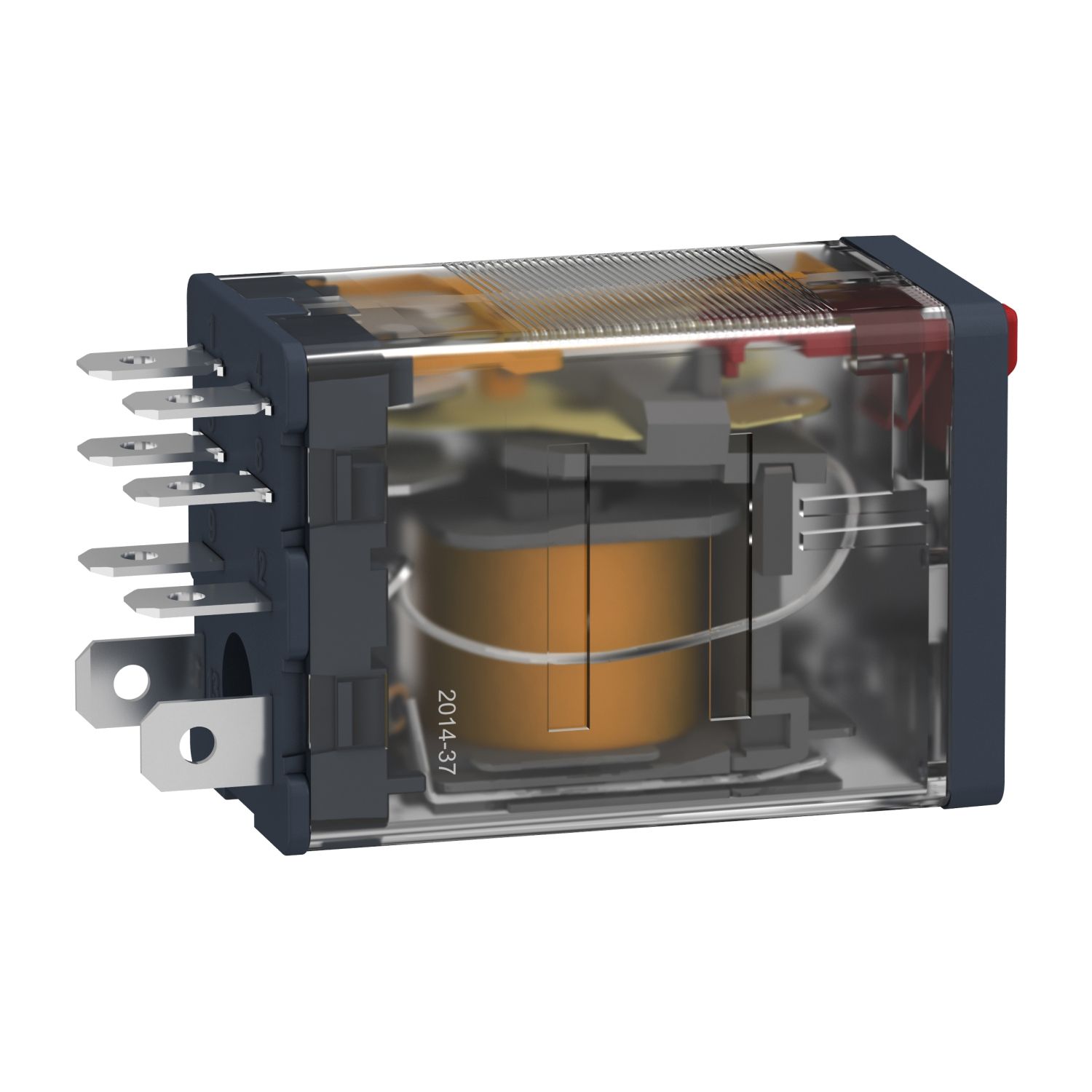 Picture of plug-in relay, Harmony electromechanical relays,  15A, 2CO, lockable test button, 230V AC