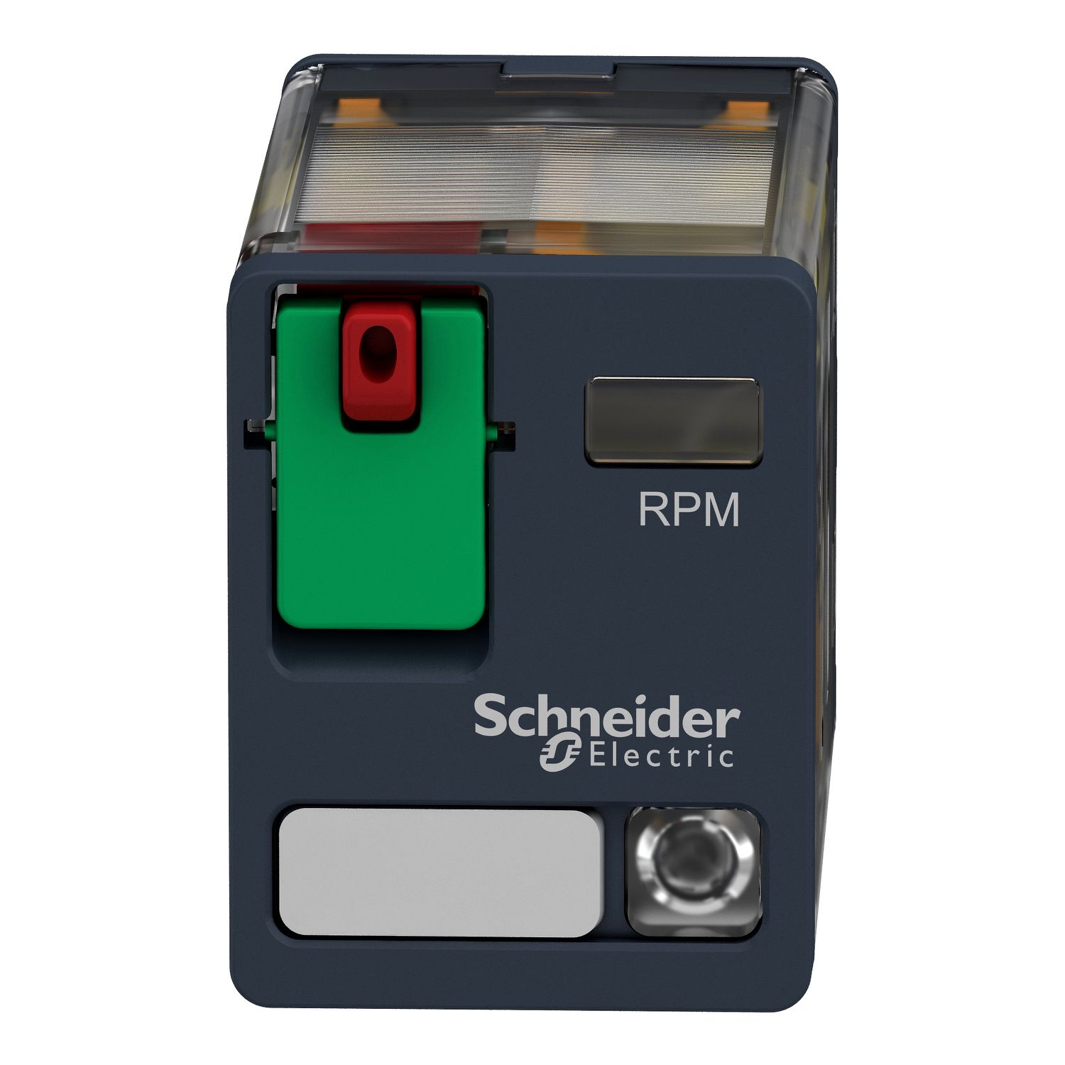 Picture of plug-in relay, Harmony electromechanical relays, 15A, 2CO, with LED, lockable test button, 24V AC
