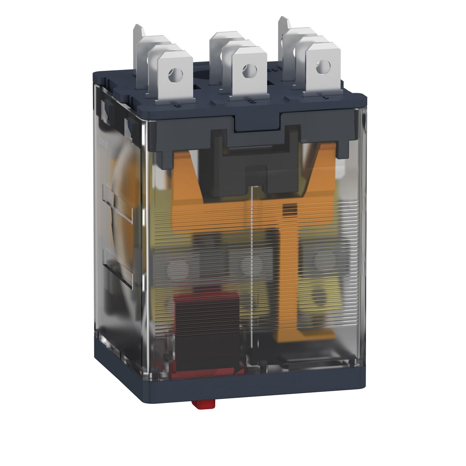 Picture of plug-in relay, Harmony electromechanical relays, 15A, 3CO, with LED, lockable test button, 24V AC
